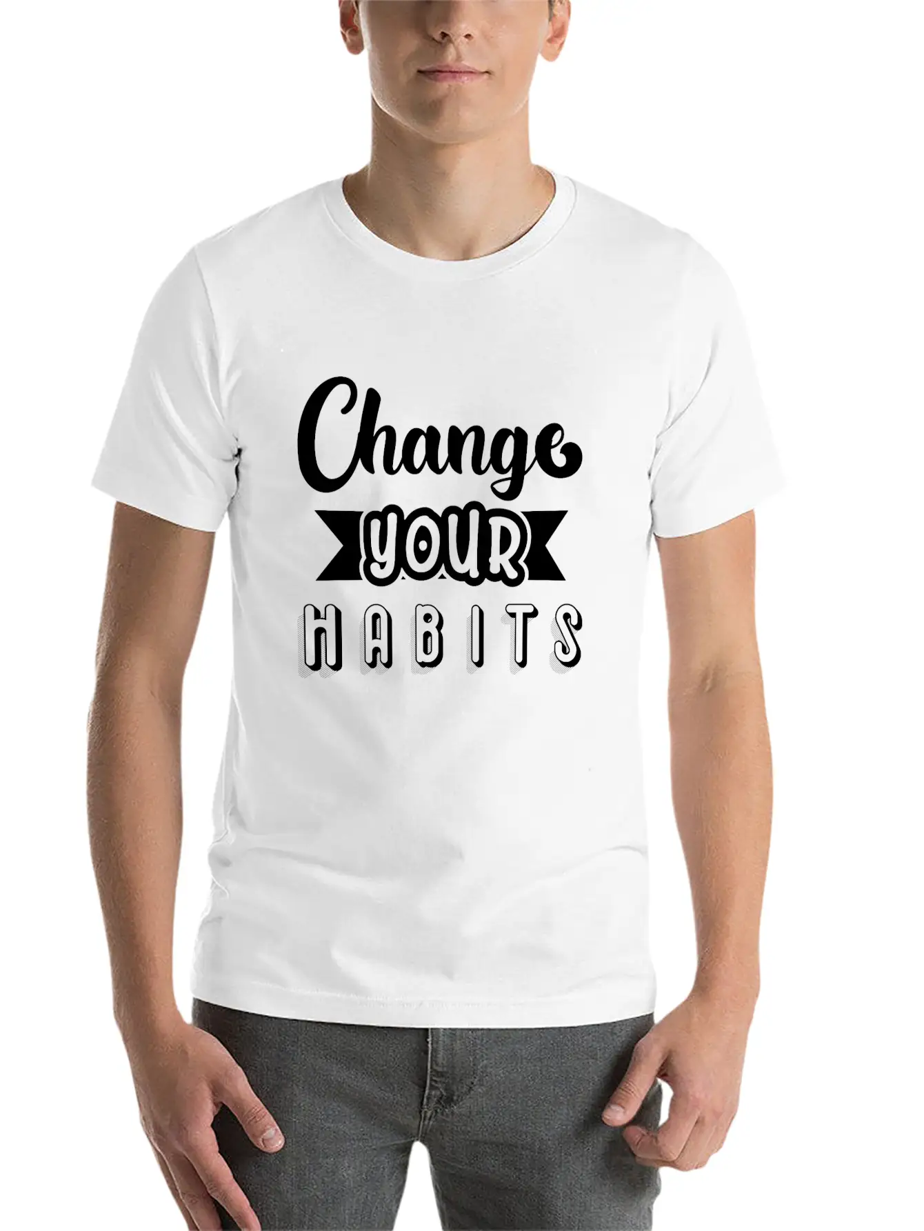 6296 Change Your HabitsChange Your Habits Simple Everyday Graphic Tee – Lightweight Summer Wear