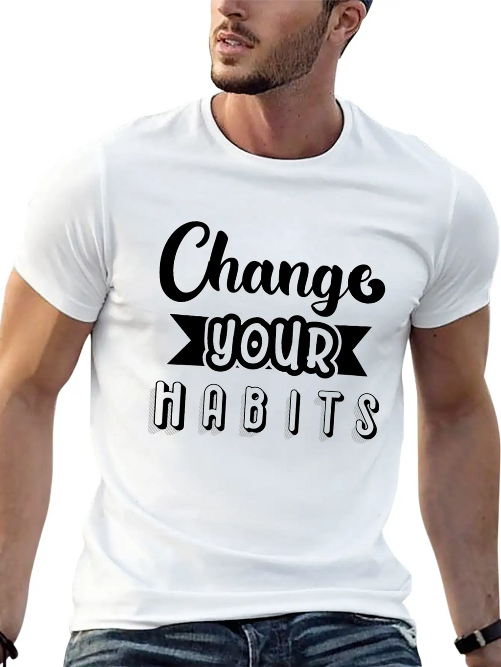 6296 Change Your HabitsChange Your Habits Simple Everyday Graphic Tee – Lightweight Summer Wear