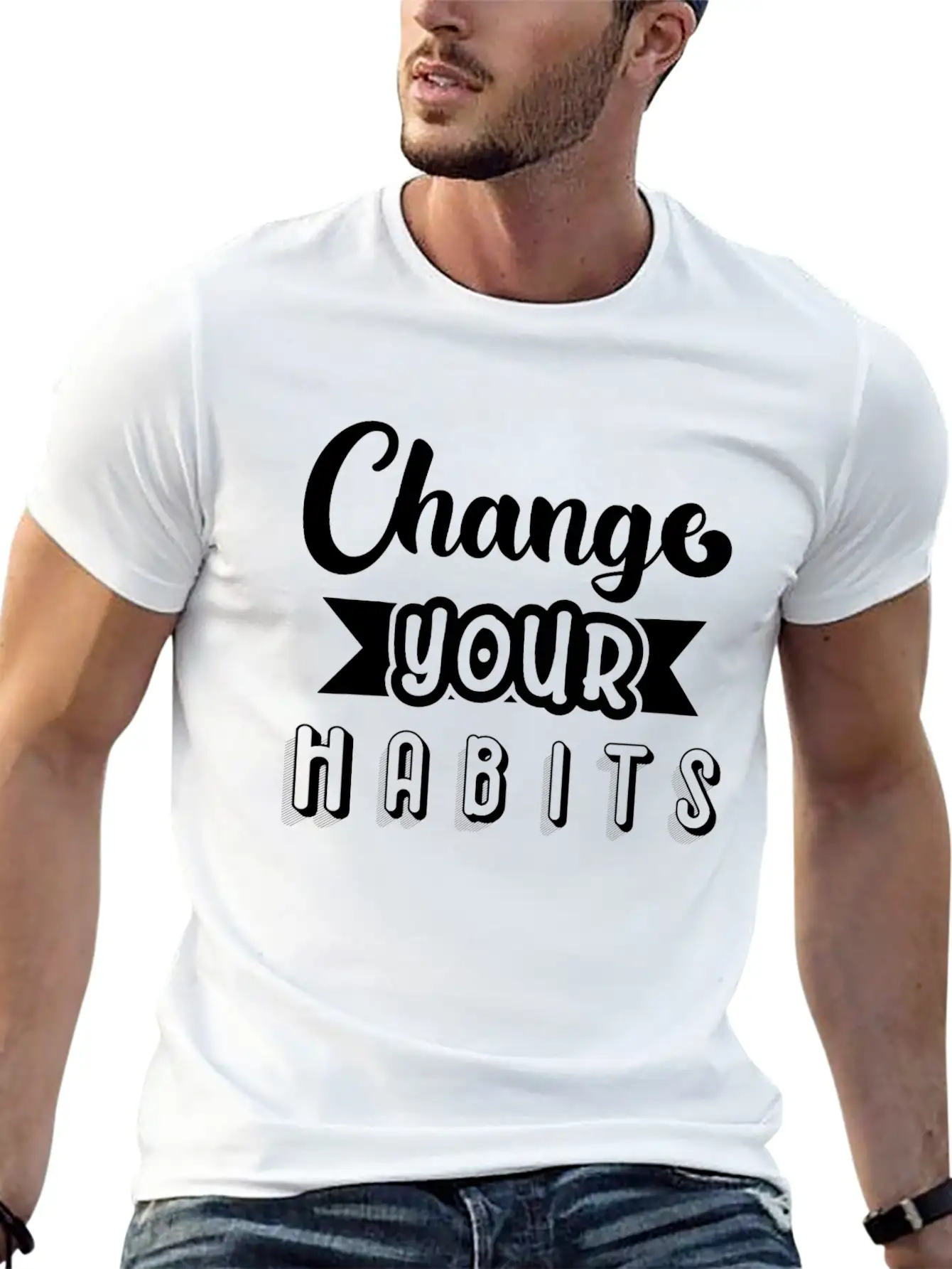 6296 Change Your HabitsChange Your Habits Simple Everyday Graphic Tee – Lightweight Summer Wear