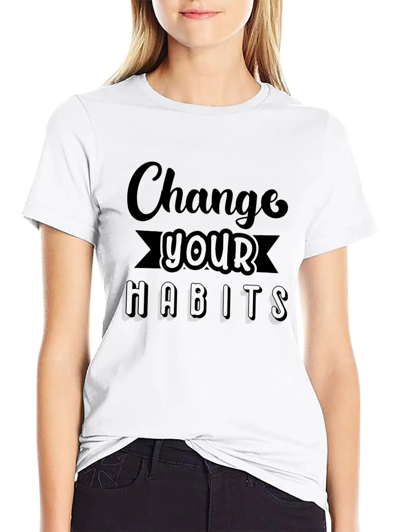 6296 Change Your HabitsChange Your Habits Simple Everyday Graphic Tee – Lightweight Summer Wear