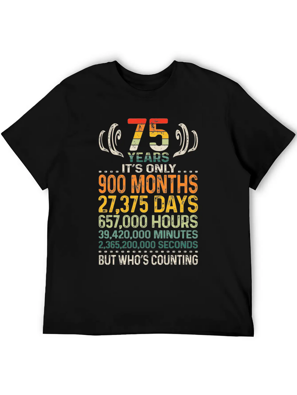 75 Years 900 Months 27375 Days Who's Counting 75th Classic Crew Neck Graphic Tee – Everyday Minimal Look