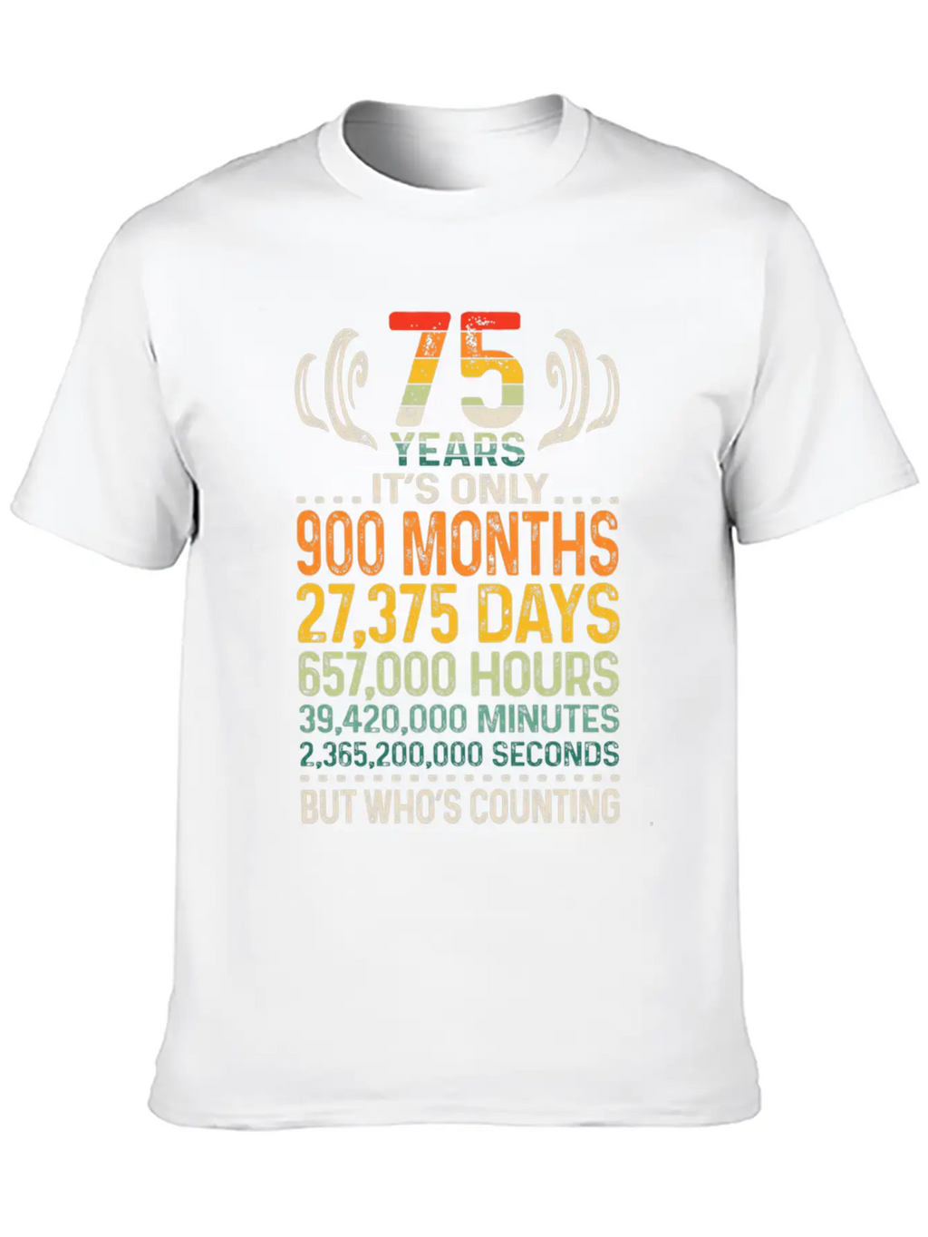 75 Years 900 Months 27375 Days Who's Counting 75th Classic Crew Neck Graphic Tee – Everyday Minimal Look