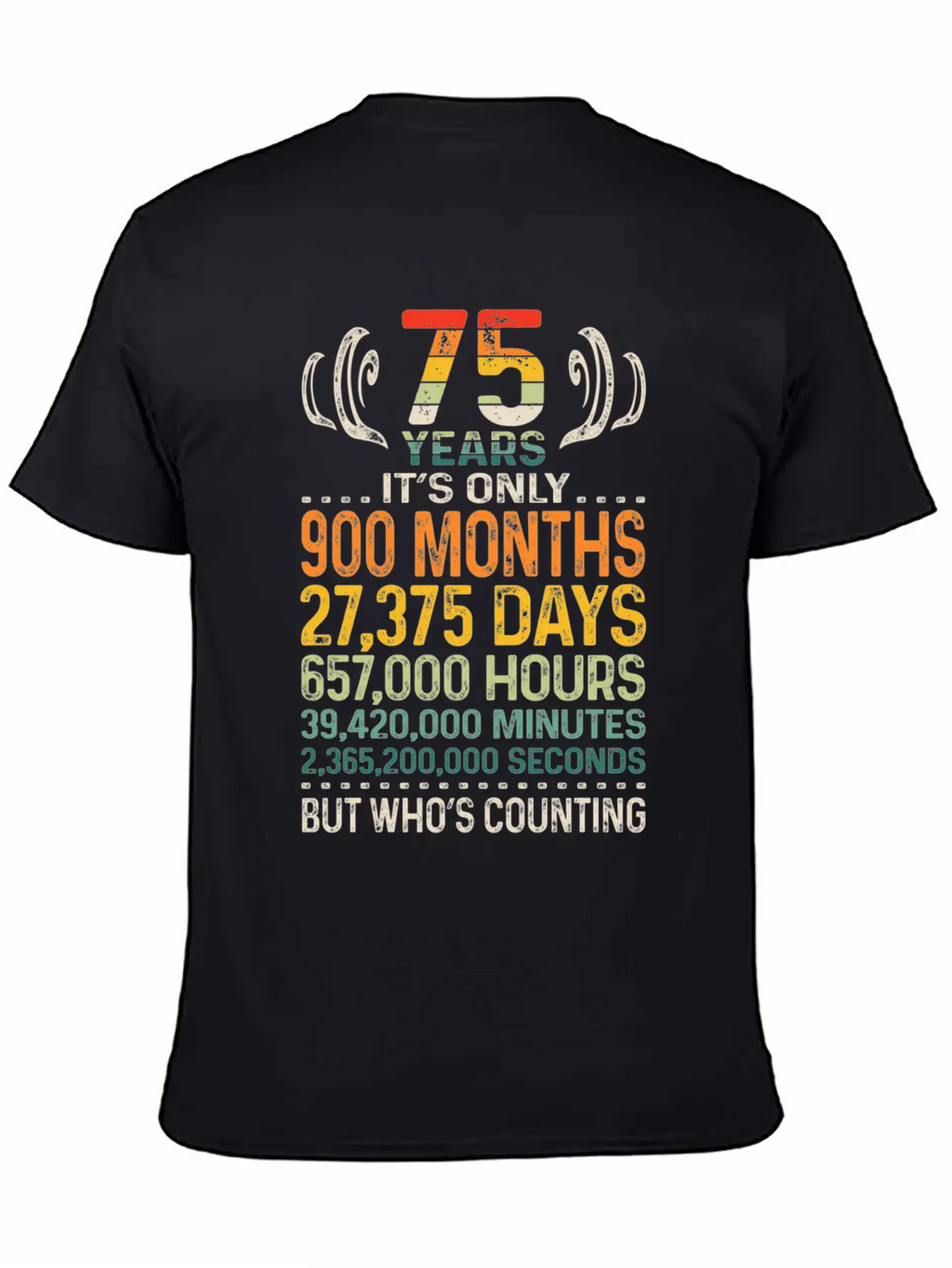 75 Years 900 Months 27375 Days Who's Counting 75th Classic Crew Neck Graphic Tee – Everyday Minimal Look