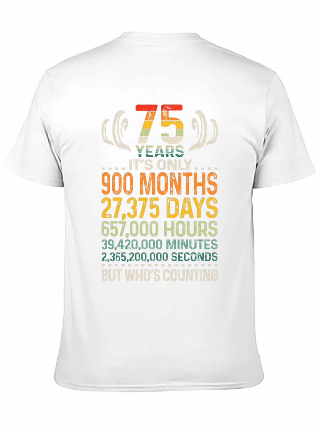75 Years 900 Months 27375 Days Who's Counting 75th Classic Crew Neck Graphic Tee – Everyday Minimal Look