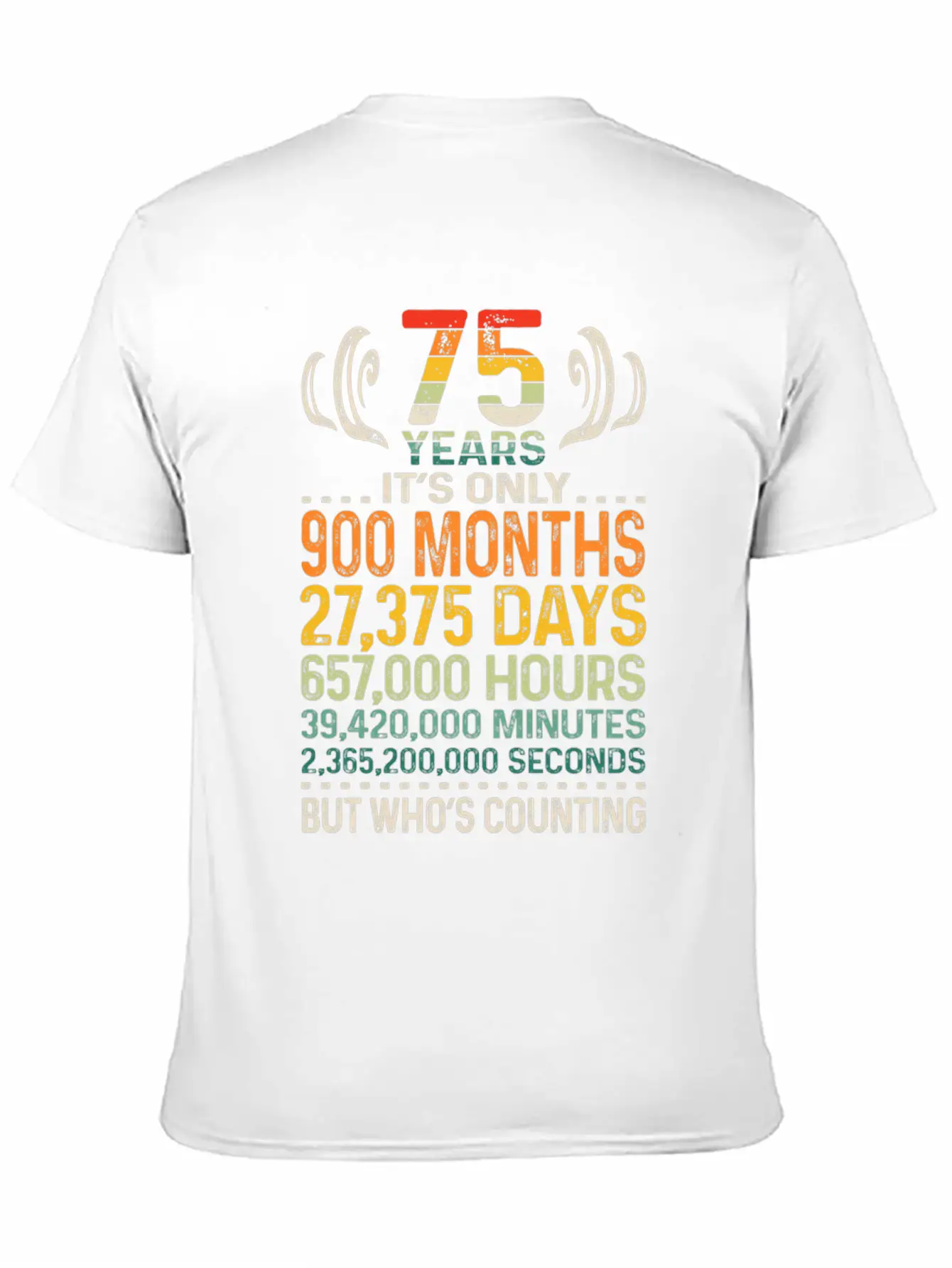 75 Years 900 Months 27375 Days Who's Counting 75th Classic Crew Neck Graphic Tee – Everyday Minimal Look