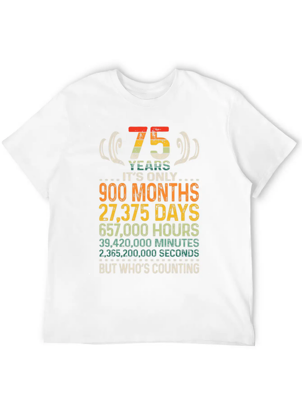 75 Years 900 Months 27375 Days Who's Counting 75th Classic Crew Neck Graphic Tee – Everyday Minimal Look