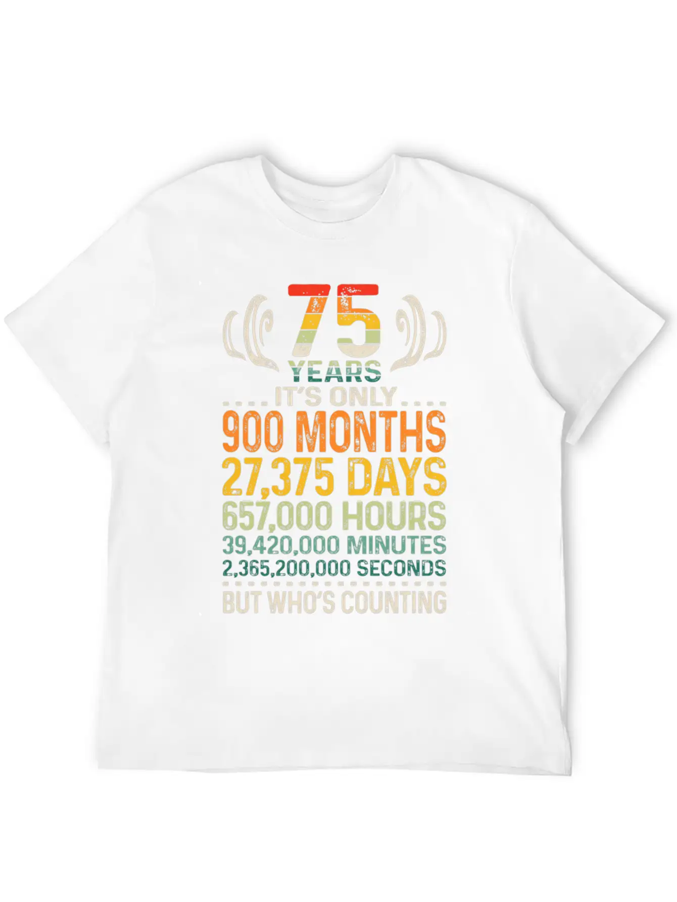 75 Years 900 Months 27375 Days Who's Counting 75th Classic Crew Neck Graphic Tee – Everyday Minimal Look