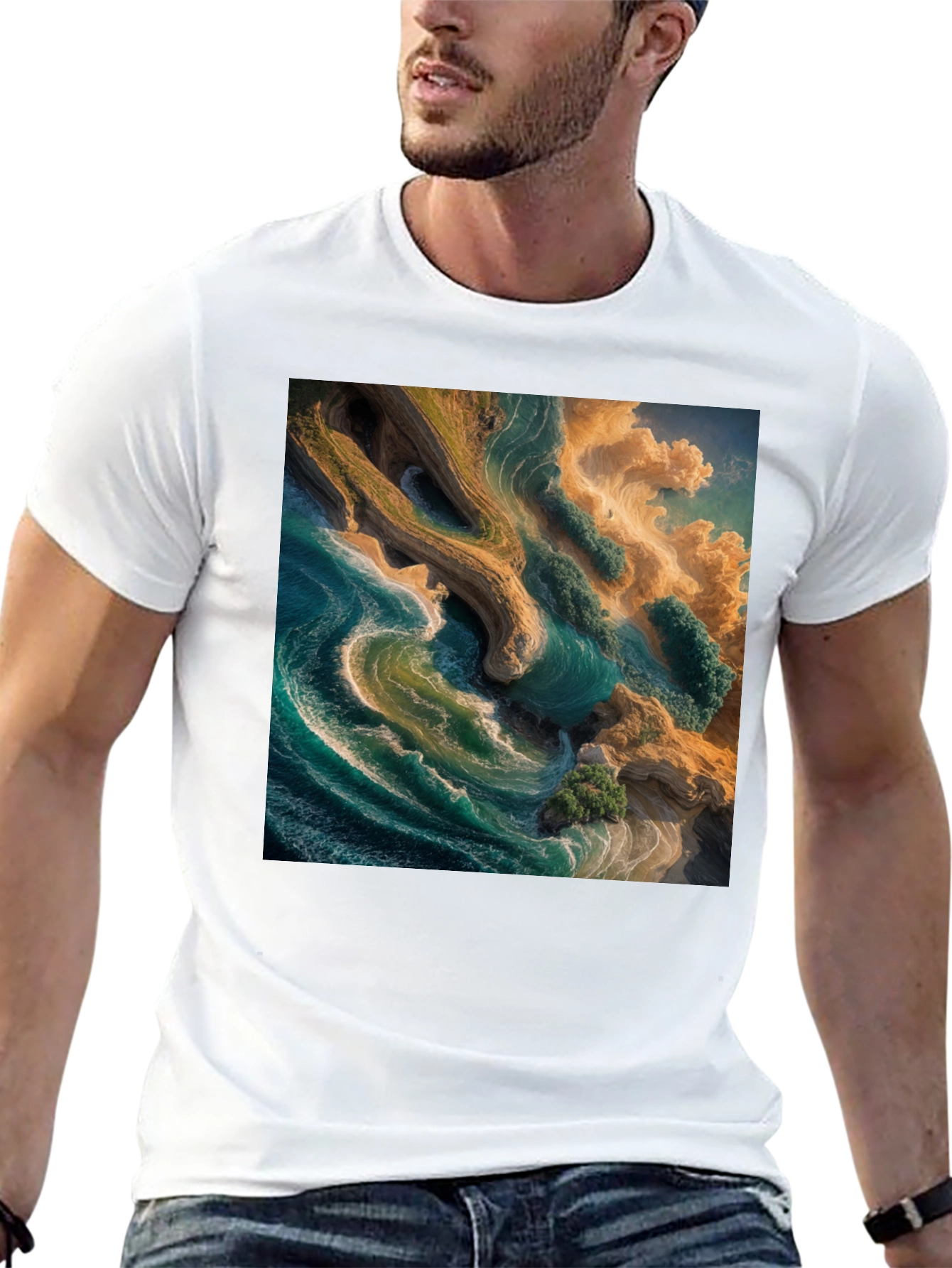 Aerial Beach Graphic Tee - Unique Ocean Design