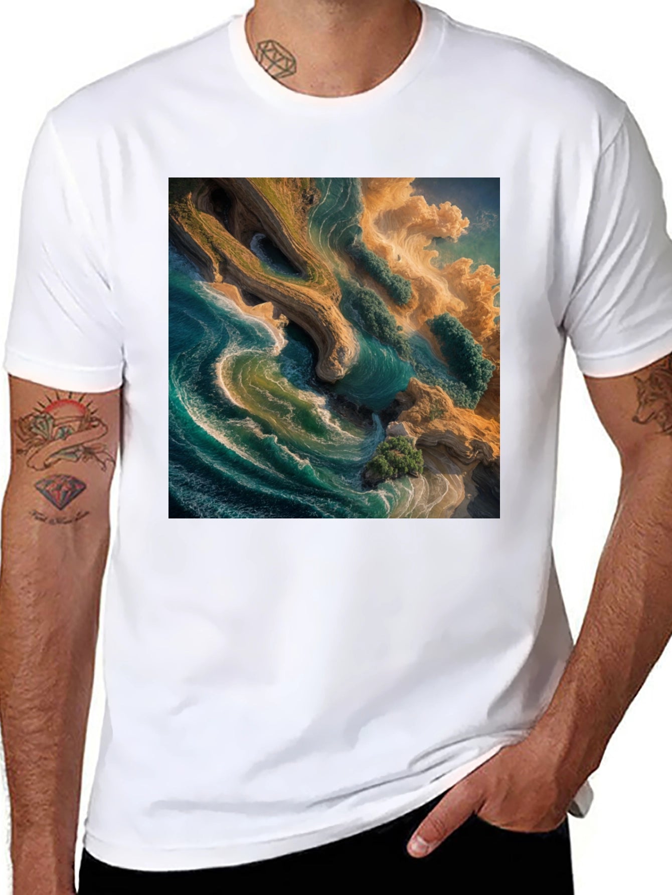 Aerial Beach Graphic Tee - Unique Ocean Design