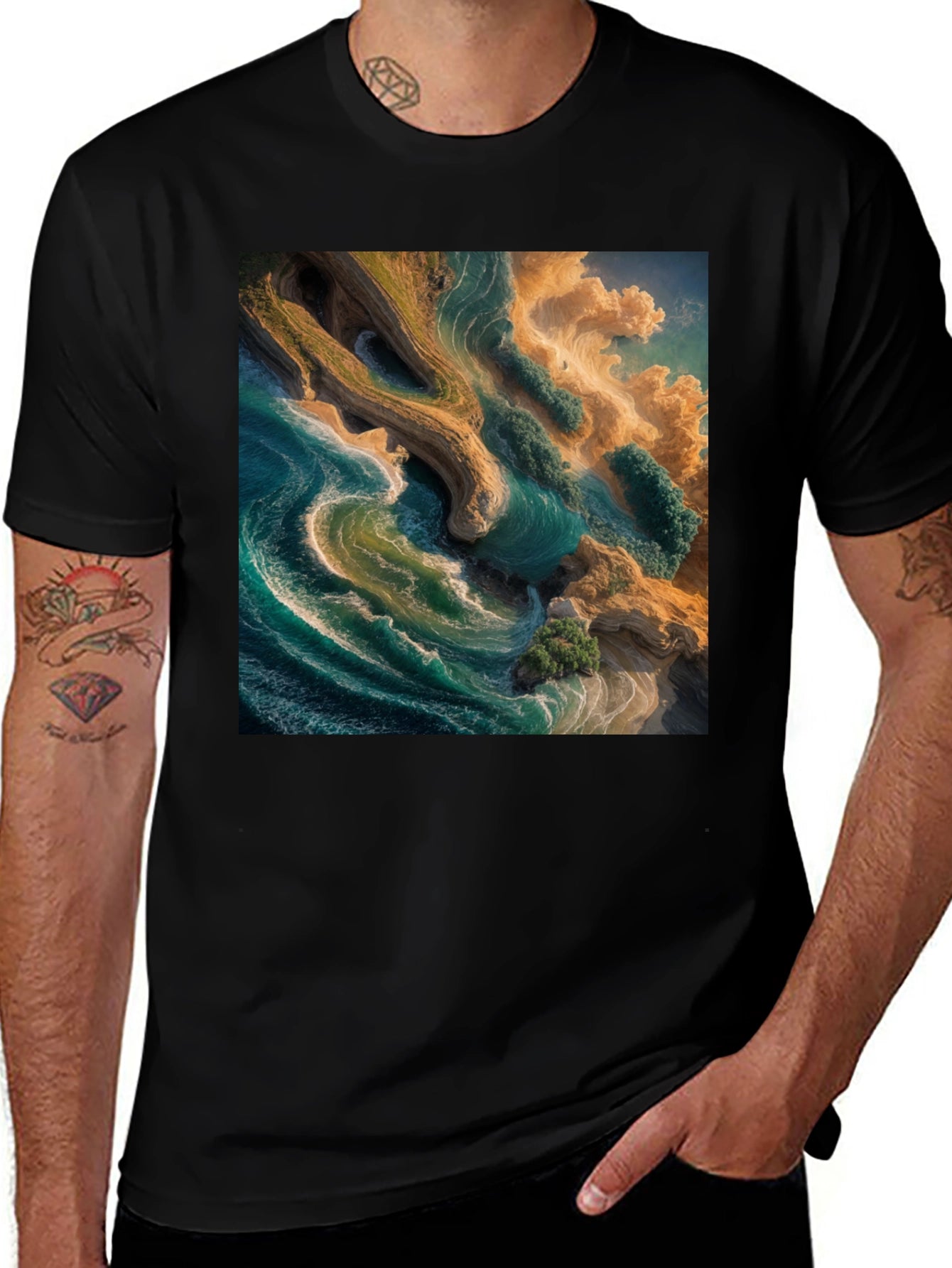 Aerial Beach Graphic Tee - Unique Ocean Design