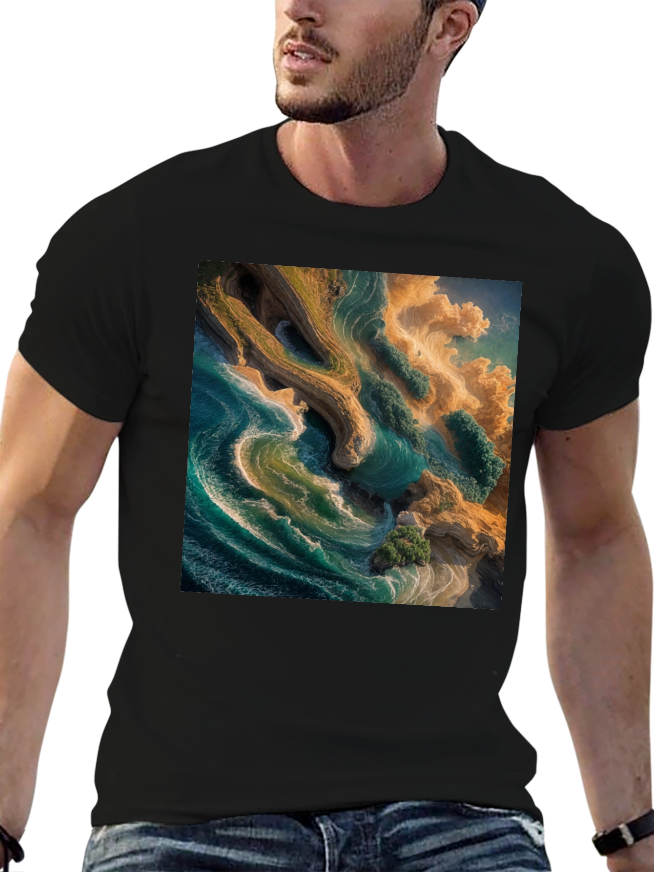 Aerial Beach Graphic Tee - Unique Ocean Design