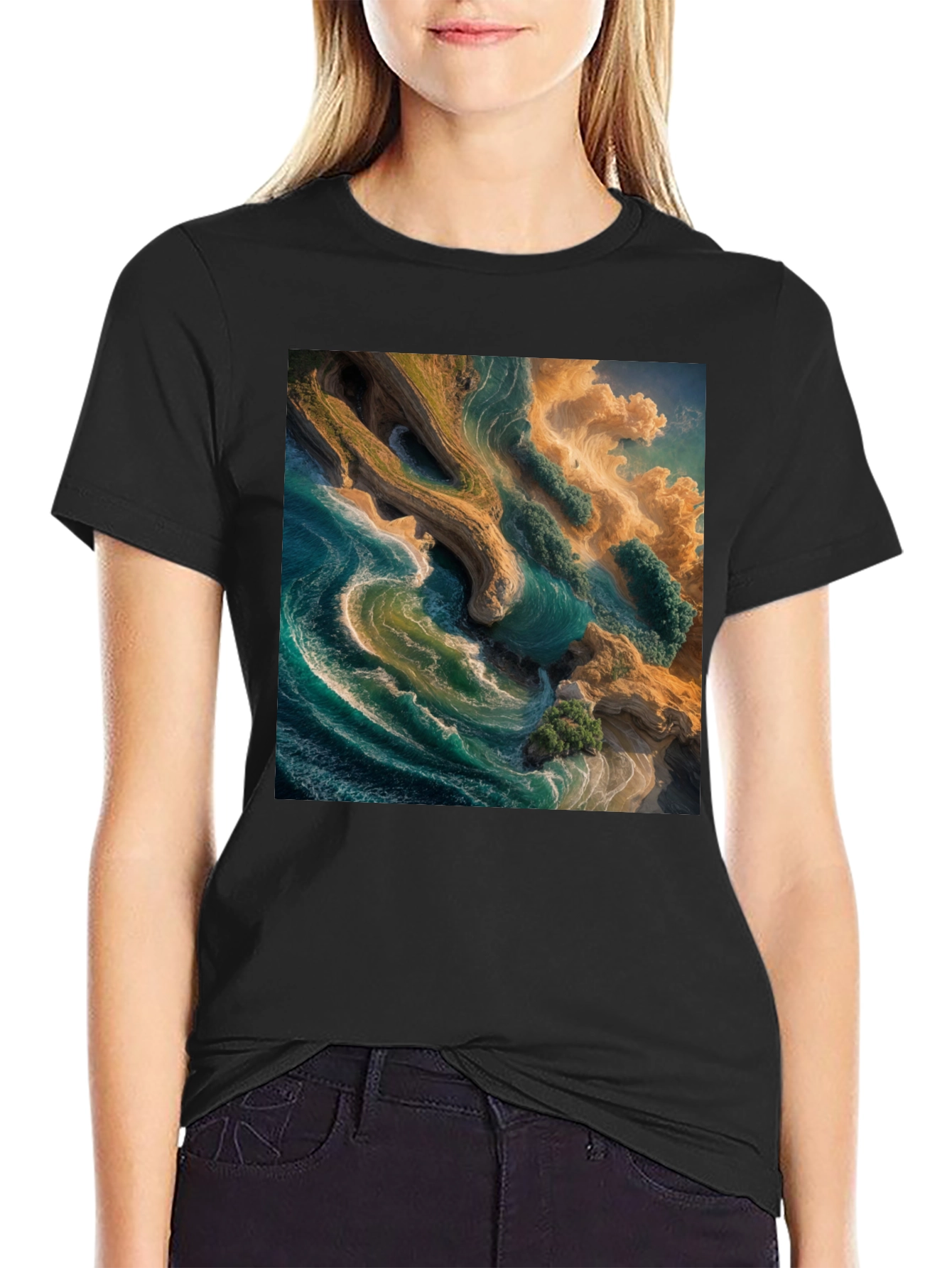 Aerial Beach Graphic Tee - Unique Ocean Design