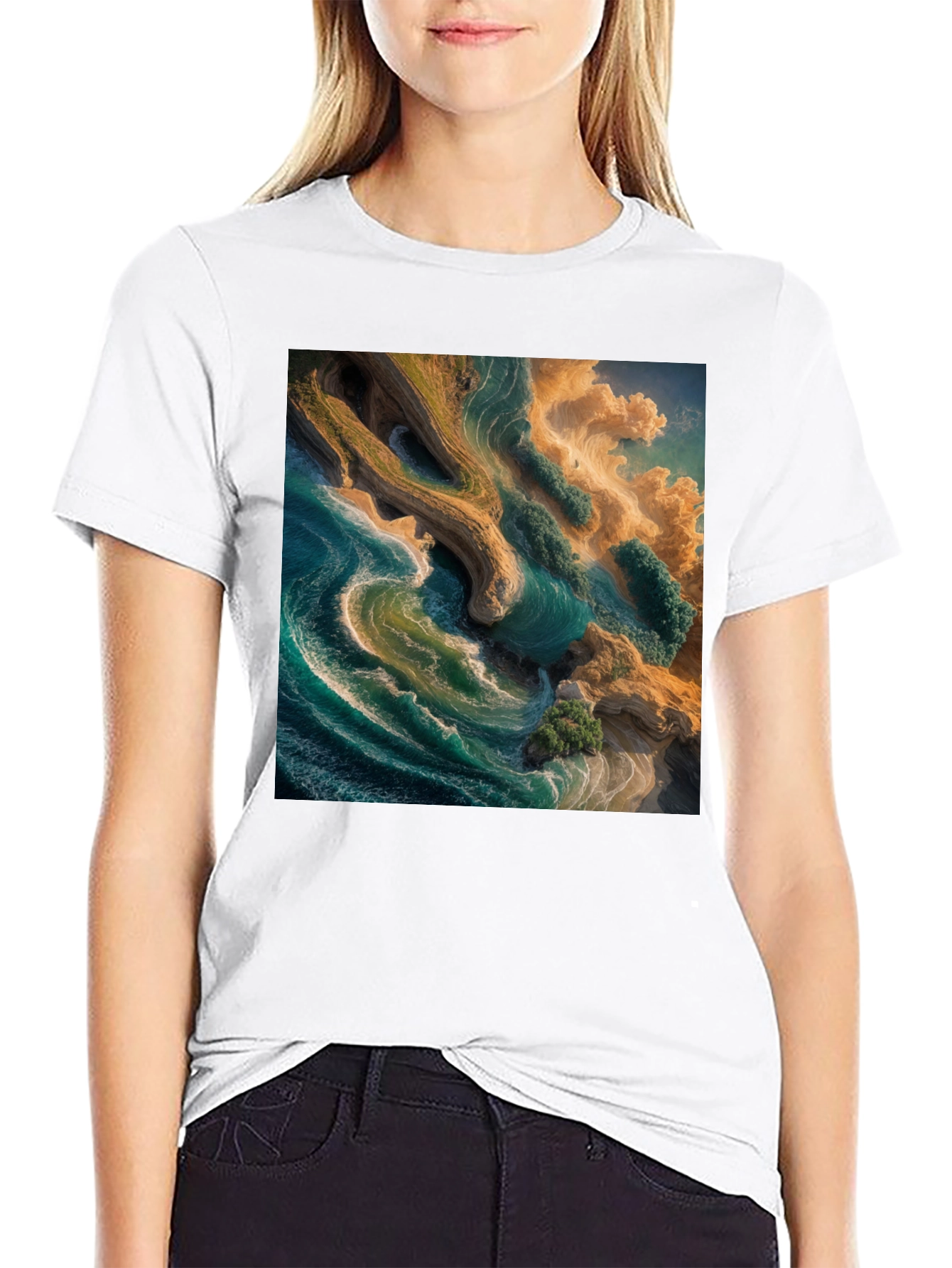 Aerial Beach Graphic Tee - Unique Ocean Design