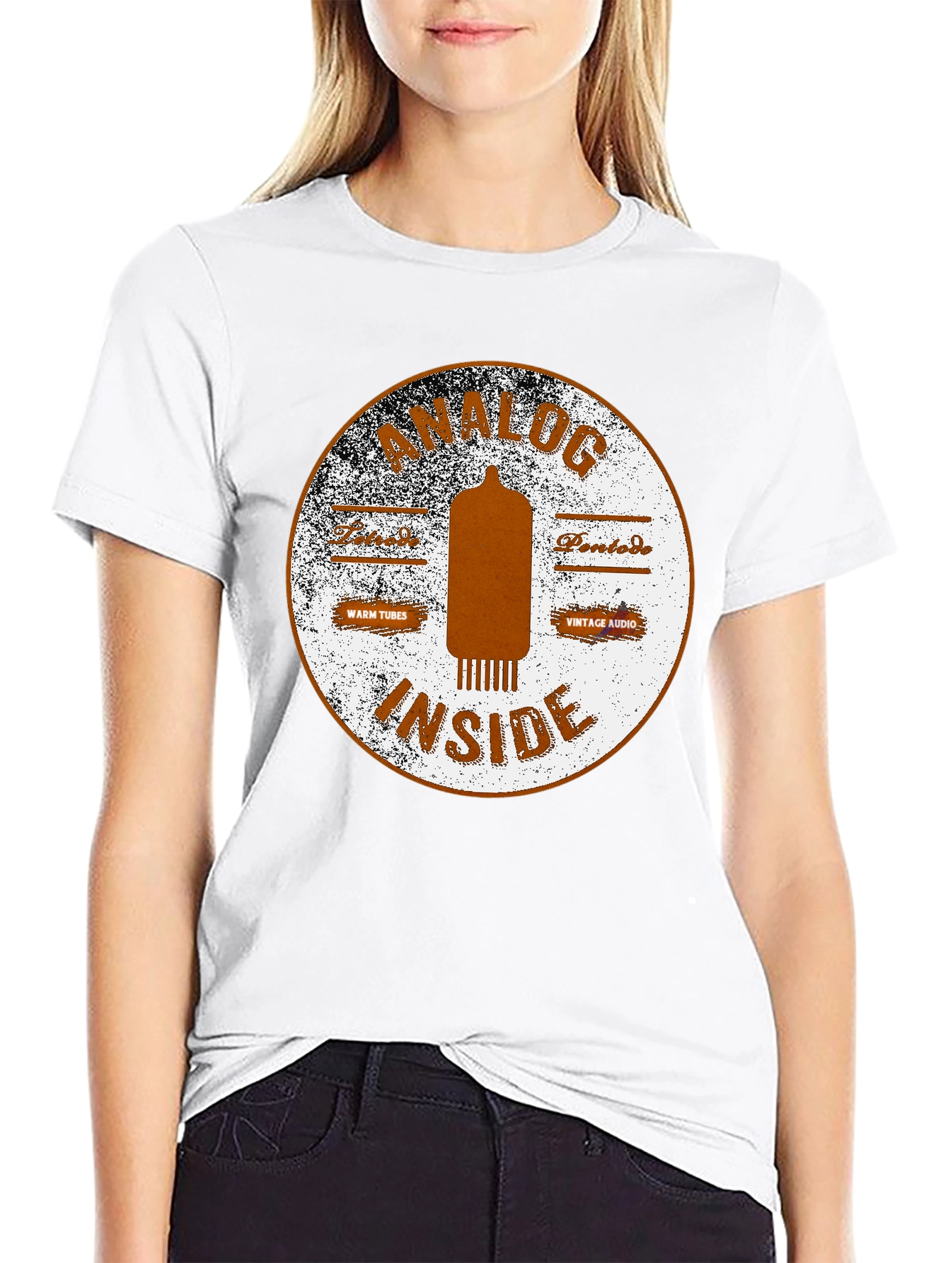Analog Inside Black T-Shirt - Vintage Audio Tube Design