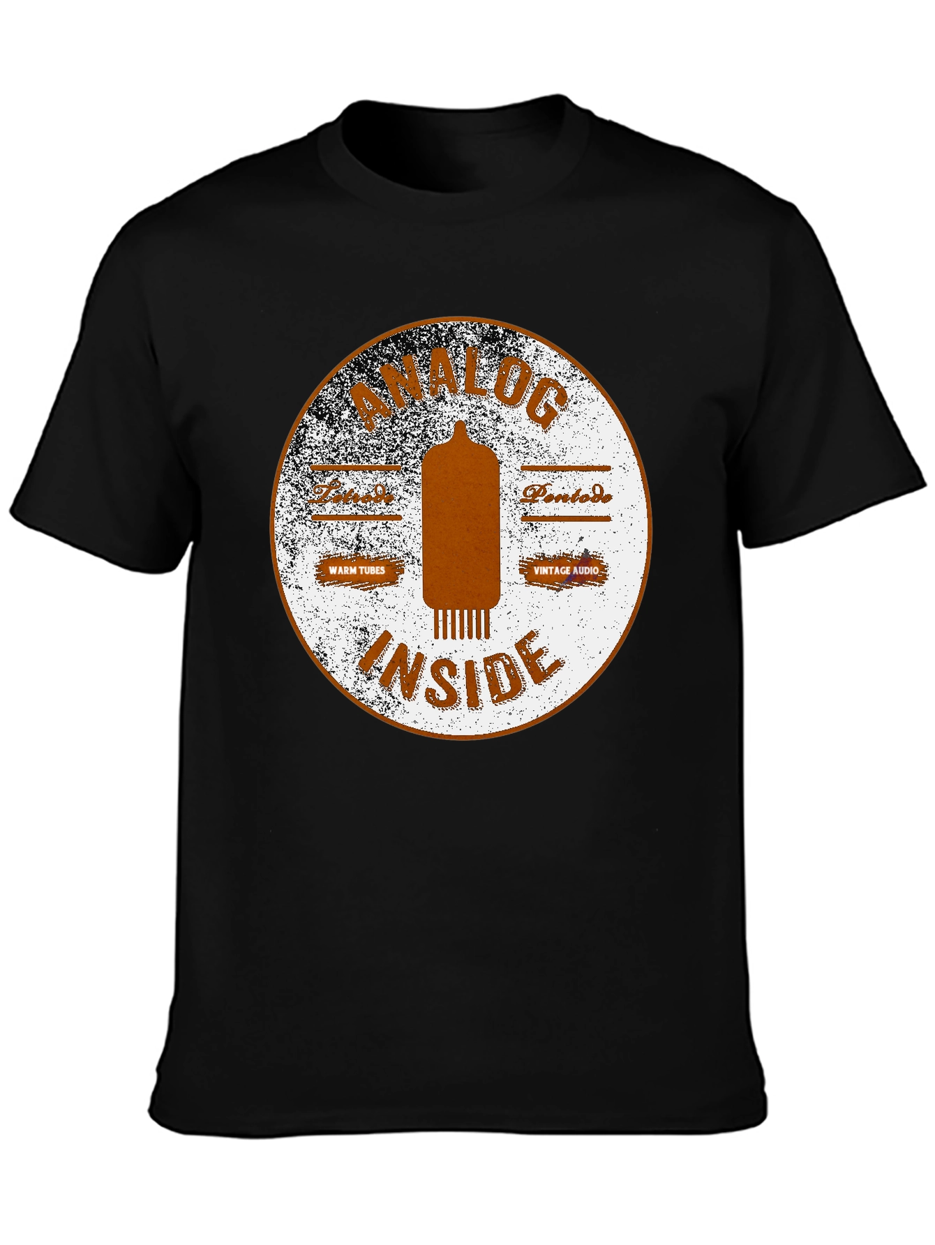 Analog Inside Black T-Shirt - Vintage Audio Tube Design
