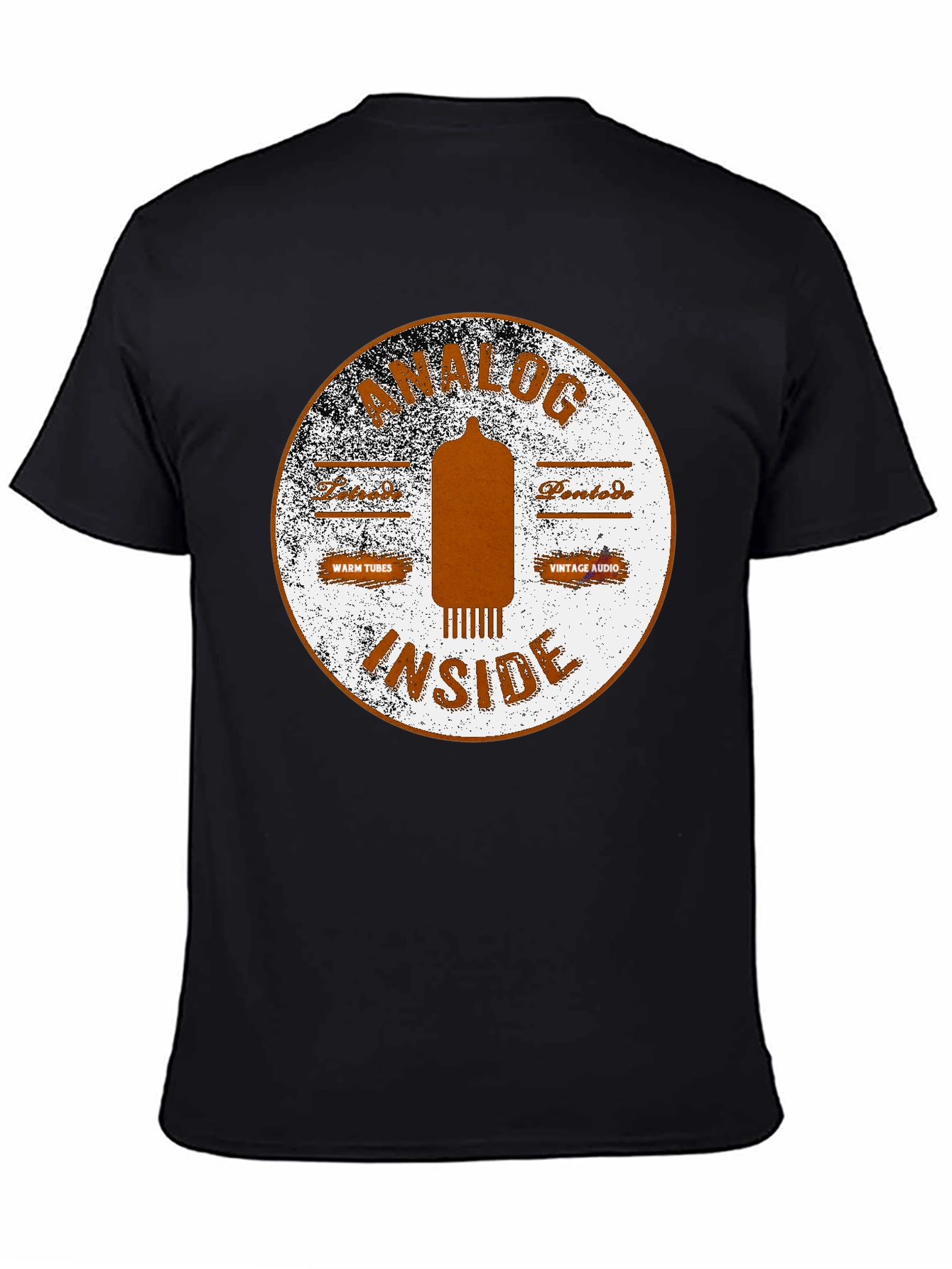 Analog Inside Black T-Shirt - Vintage Audio Tube Design