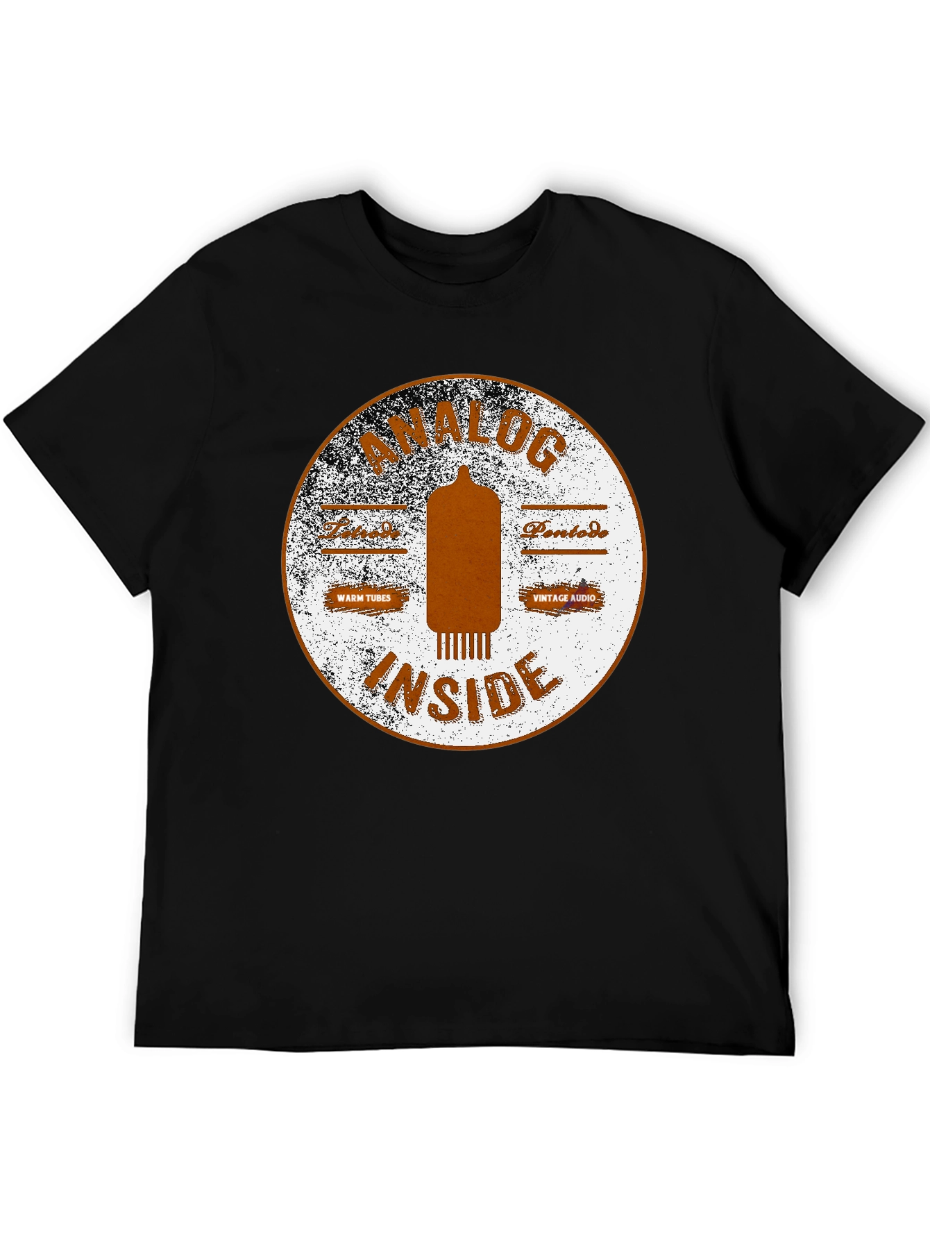 Analog Inside Black T-Shirt - Vintage Audio Tube Design