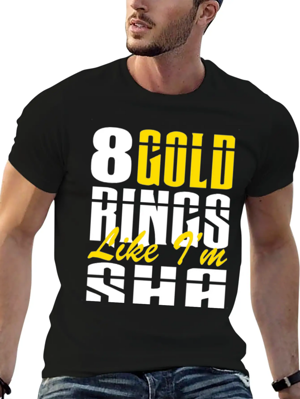 8 Gold Rings Like I'm Sha Shabba Ranks Comfortable Minimalist Graphic Tee – Summer Style Essential