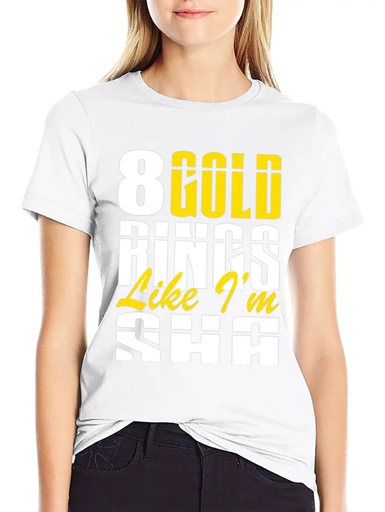 8 Gold Rings Like I'm Sha Shabba Ranks Comfortable Minimalist Graphic Tee – Summer Style Essential