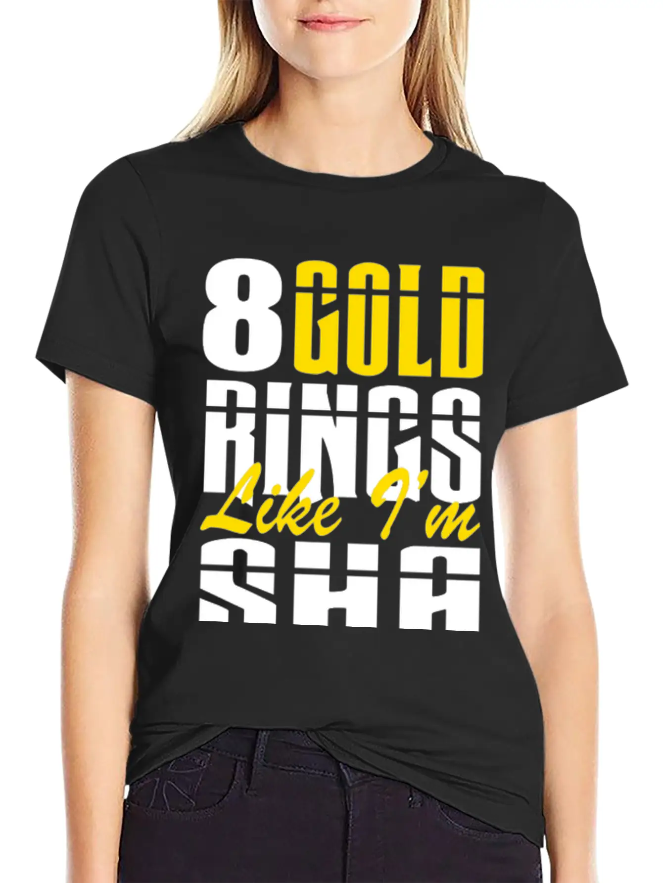 8 Gold Rings Like I'm Sha Shabba Ranks Comfortable Minimalist Graphic Tee – Summer Style Essential