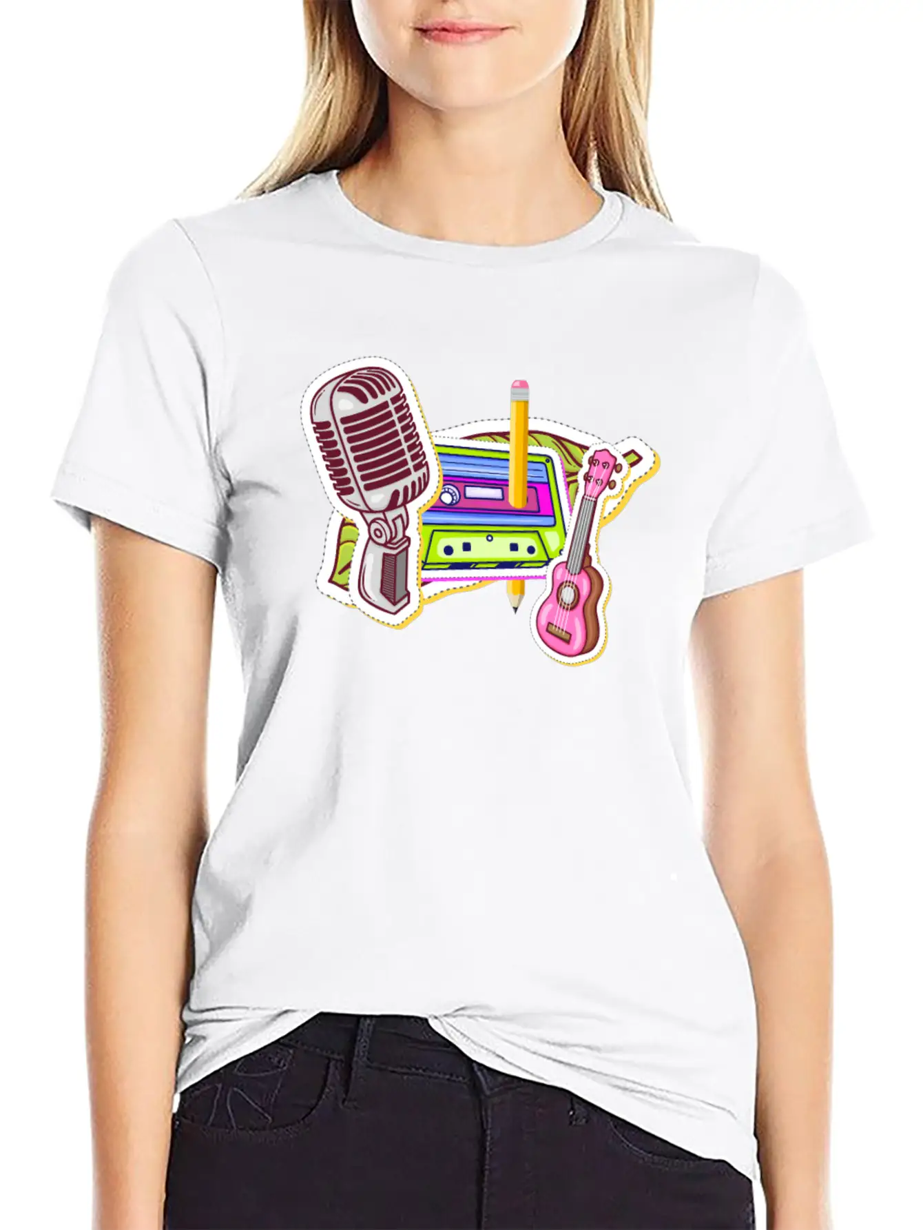 80's Cassette Tape 1990s Pencil Winding Cassette Simple Everyday Graphic Tee – Lightweight Summer Wear