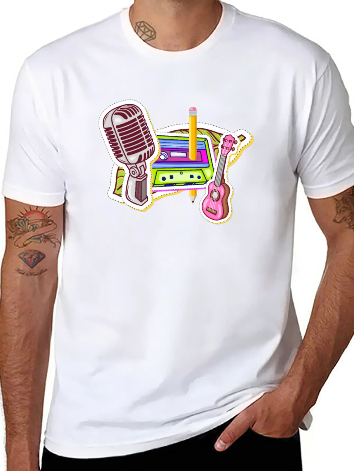 80's Cassette Tape 1990s Pencil Winding Cassette Simple Everyday Graphic Tee – Lightweight Summer Wear