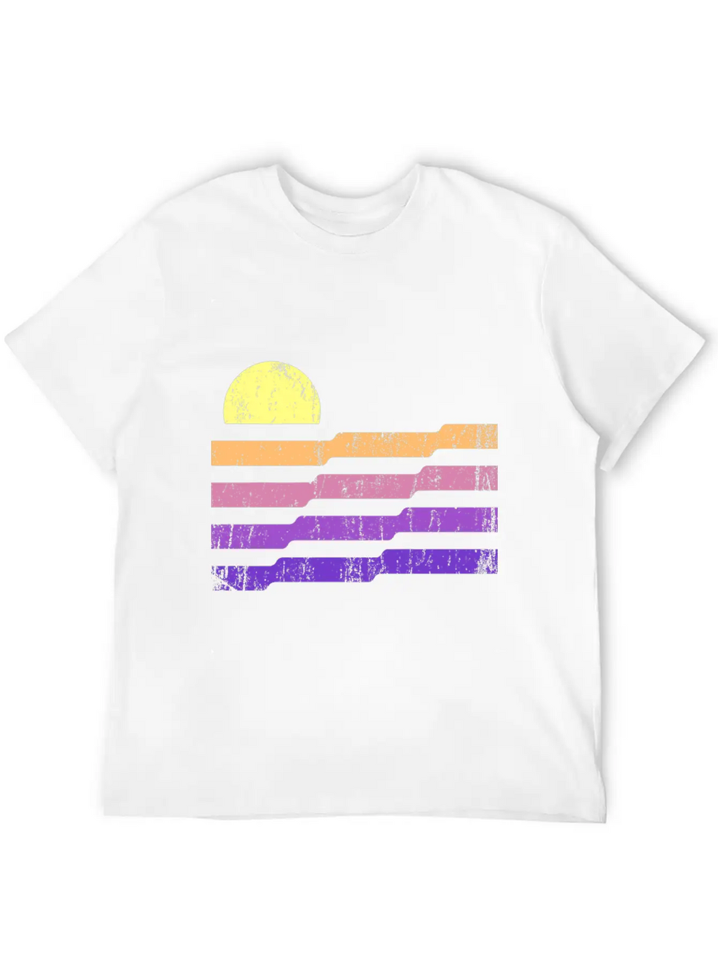 80s Geometric Sunset Classic Cotton Tee – Unisex Comfort For Any Season
