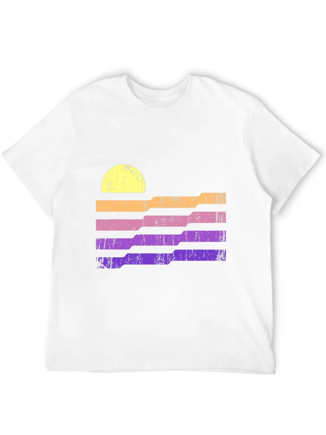 80s Geometric Sunset Classic Cotton Tee – Unisex Comfort For Any Season