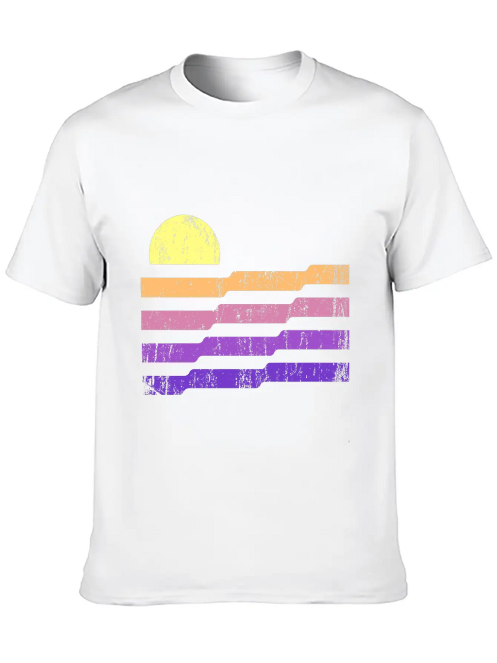 80s Geometric Sunset Classic Cotton Tee – Unisex Comfort For Any Season