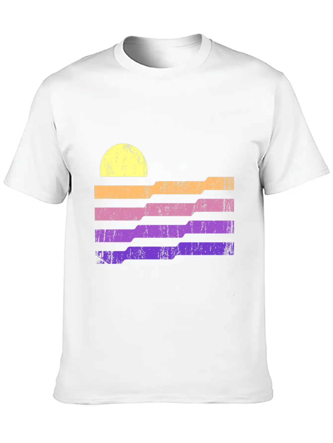 80s Geometric Sunset Classic Cotton Tee – Unisex Comfort For Any Season