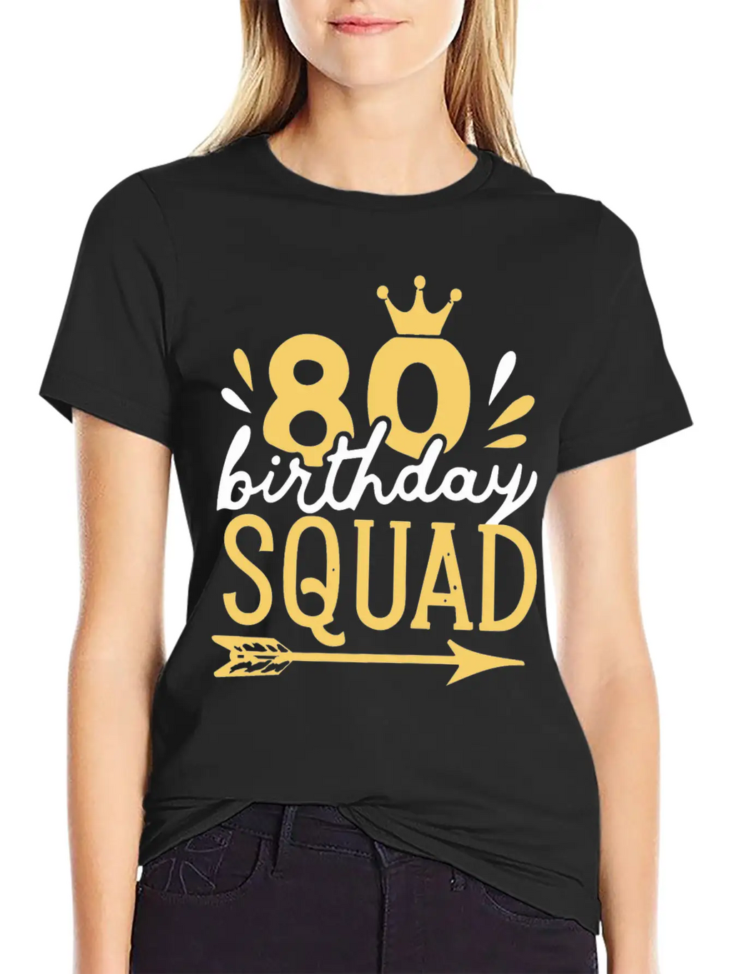 80th Birthday Squad Crown Arrow Men Women Party Classic Fit Graphic Tee For Daily Comfort – Unisex Cotton Shirt