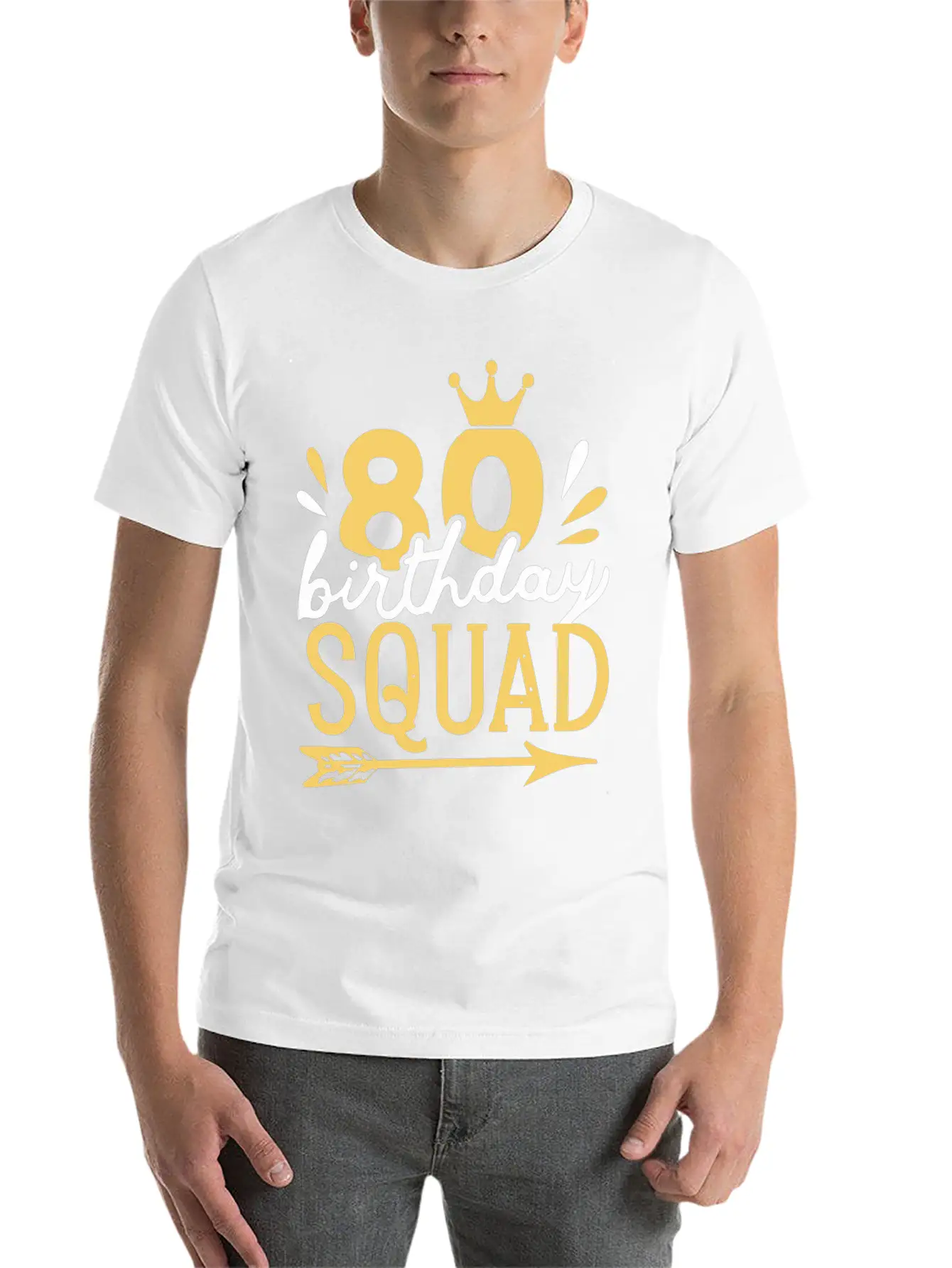 80th Birthday Squad Crown Arrow Men Women Party Classic Fit Graphic Tee For Daily Comfort – Unisex Cotton Shirt