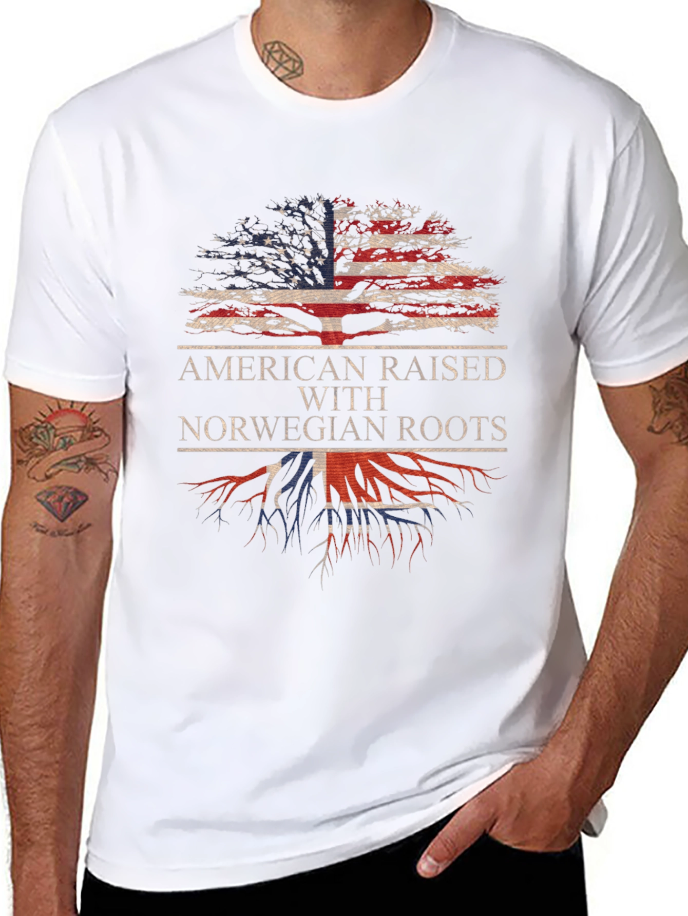 American Raised with Norwegian Roots Graphic Tee