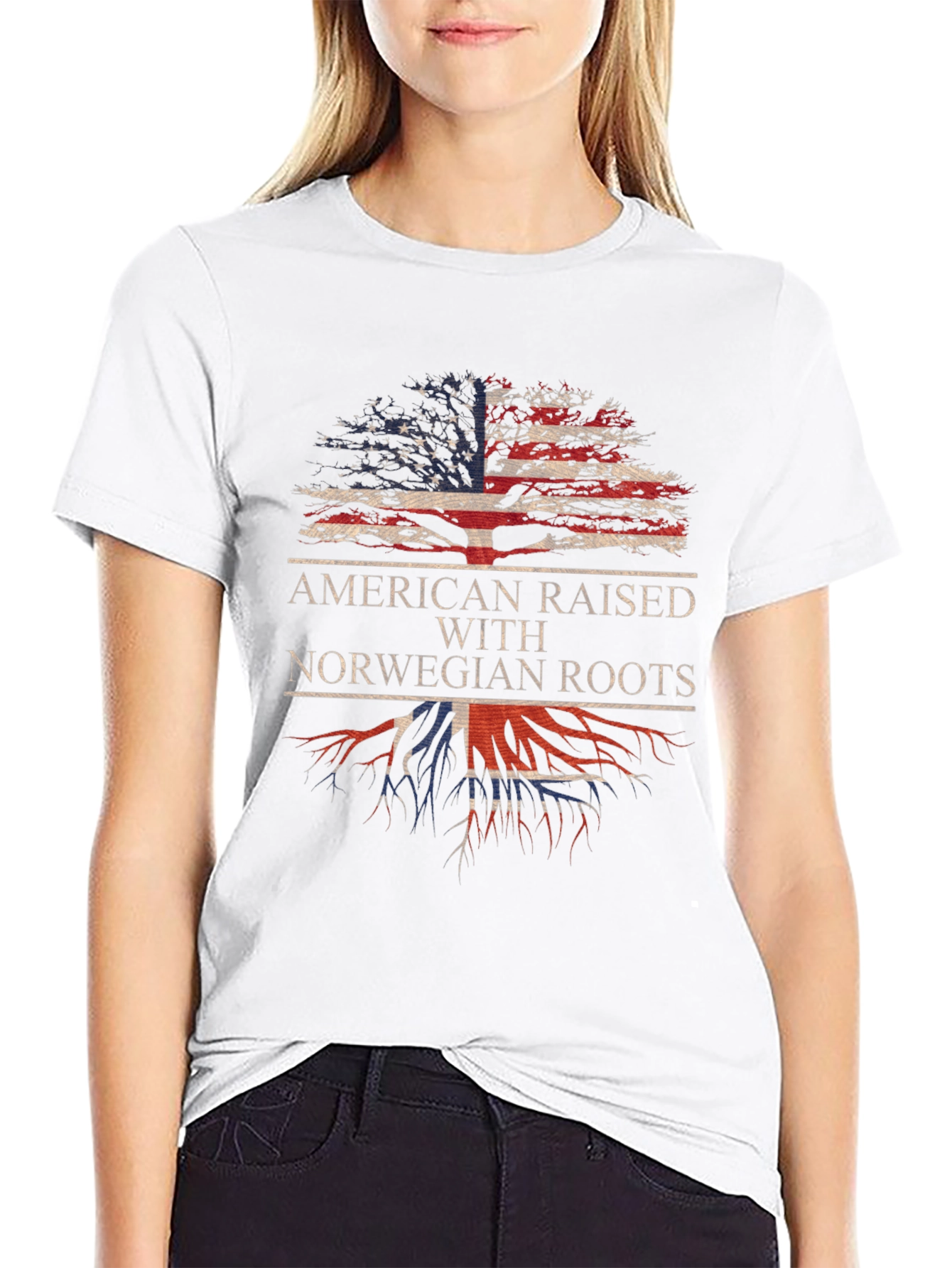 American Raised with Norwegian Roots Graphic Tee
