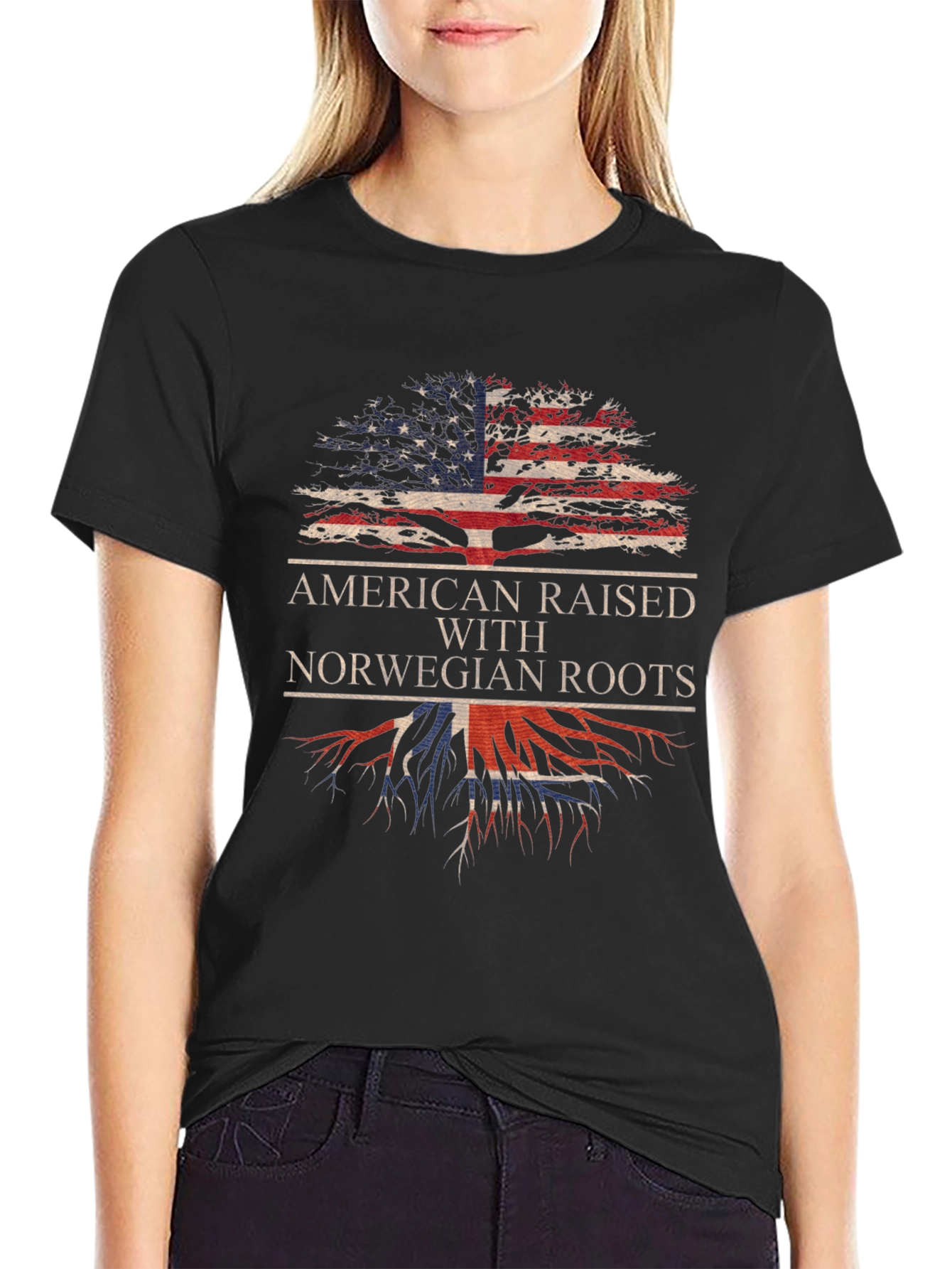 American Raised with Norwegian Roots Graphic Tee