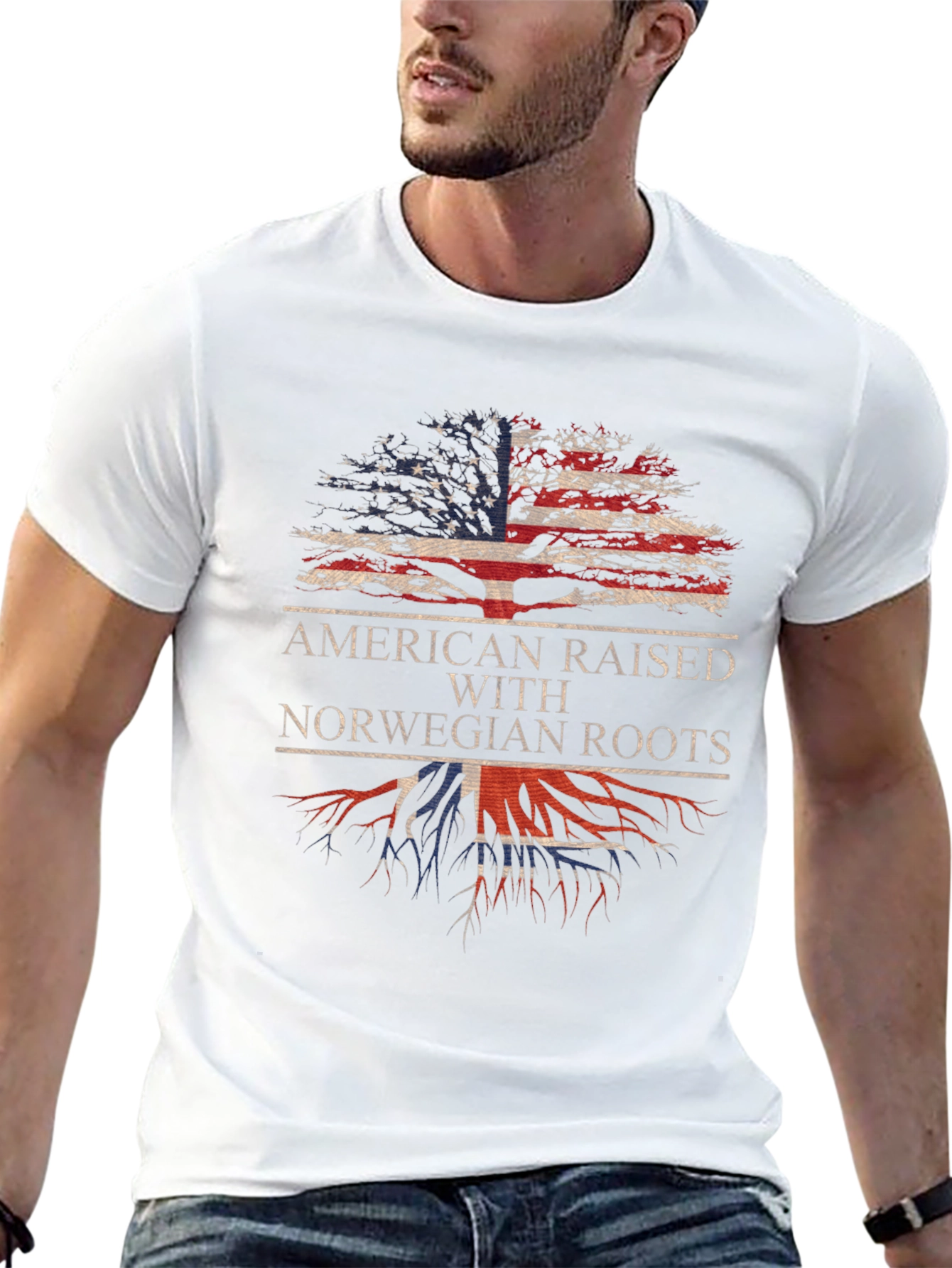American Raised with Norwegian Roots Graphic Tee