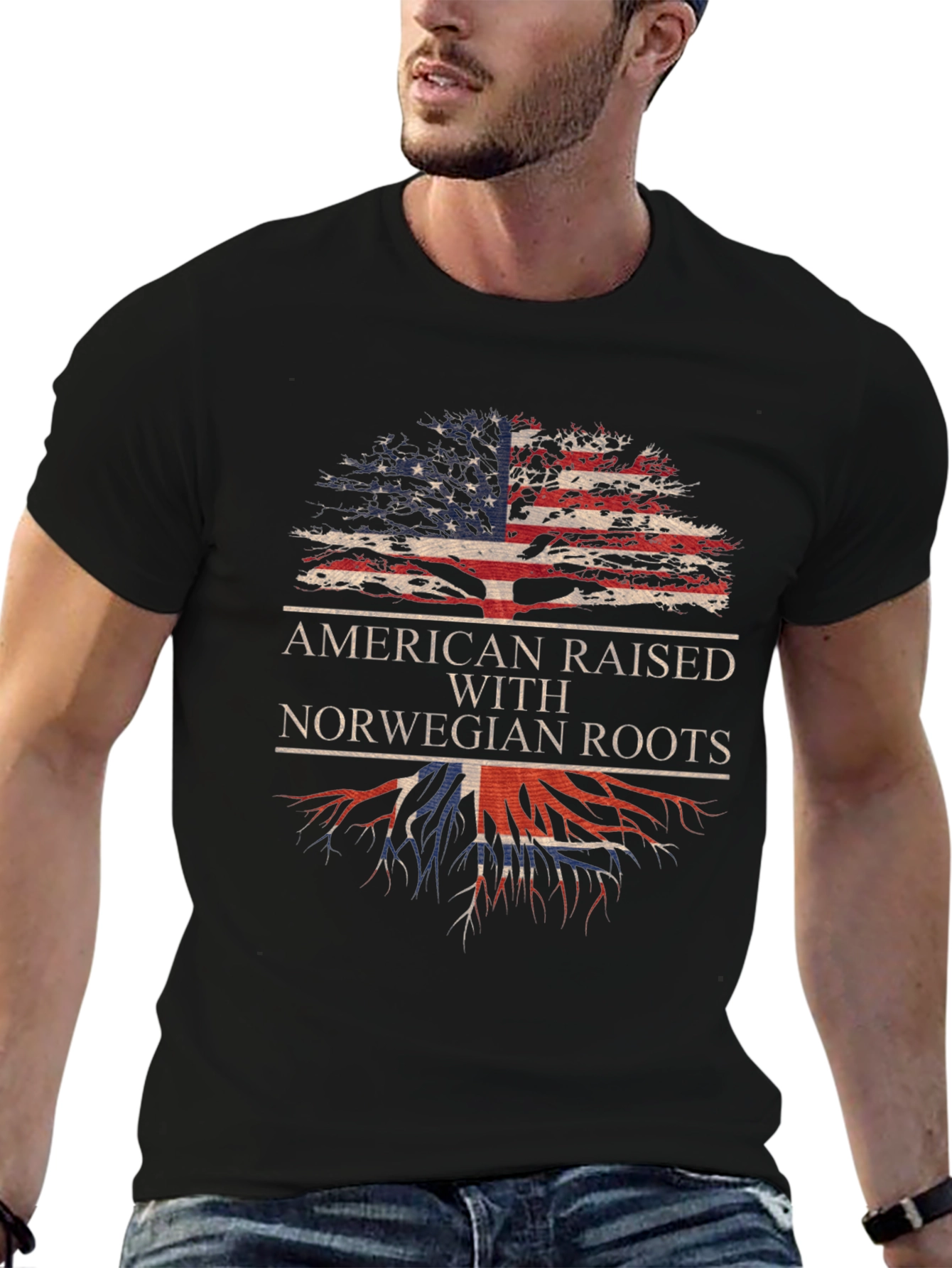 American Raised with Norwegian Roots Graphic Tee
