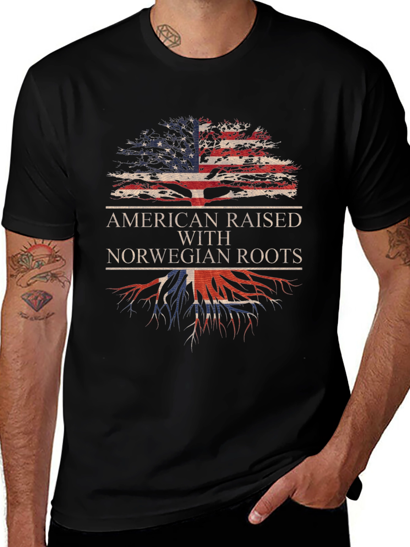 American Raised with Norwegian Roots Graphic Tee