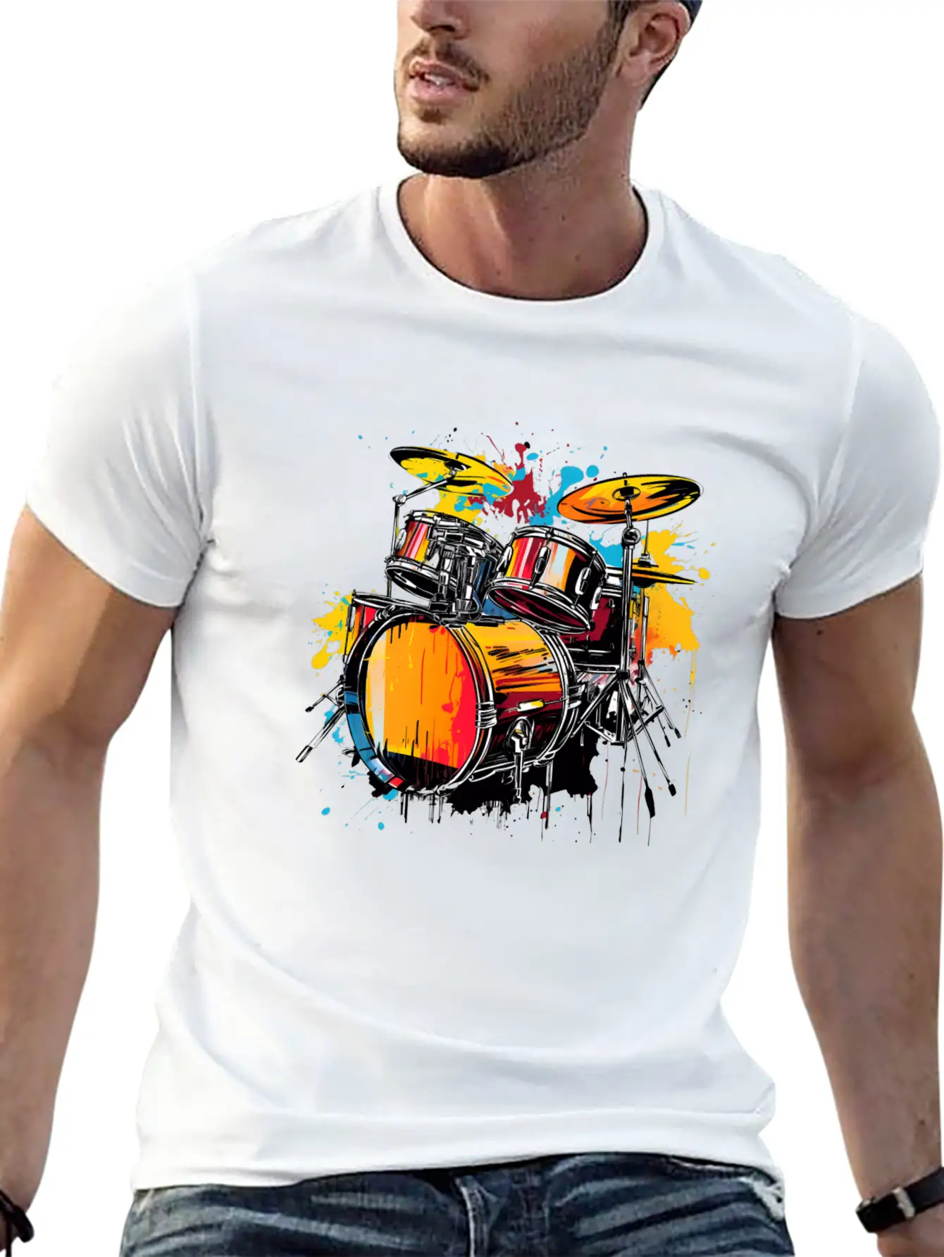 90s Drum In Vintage Style Classic Fit Graphic Tee For Daily Comfort – Unisex Cotton Shirt