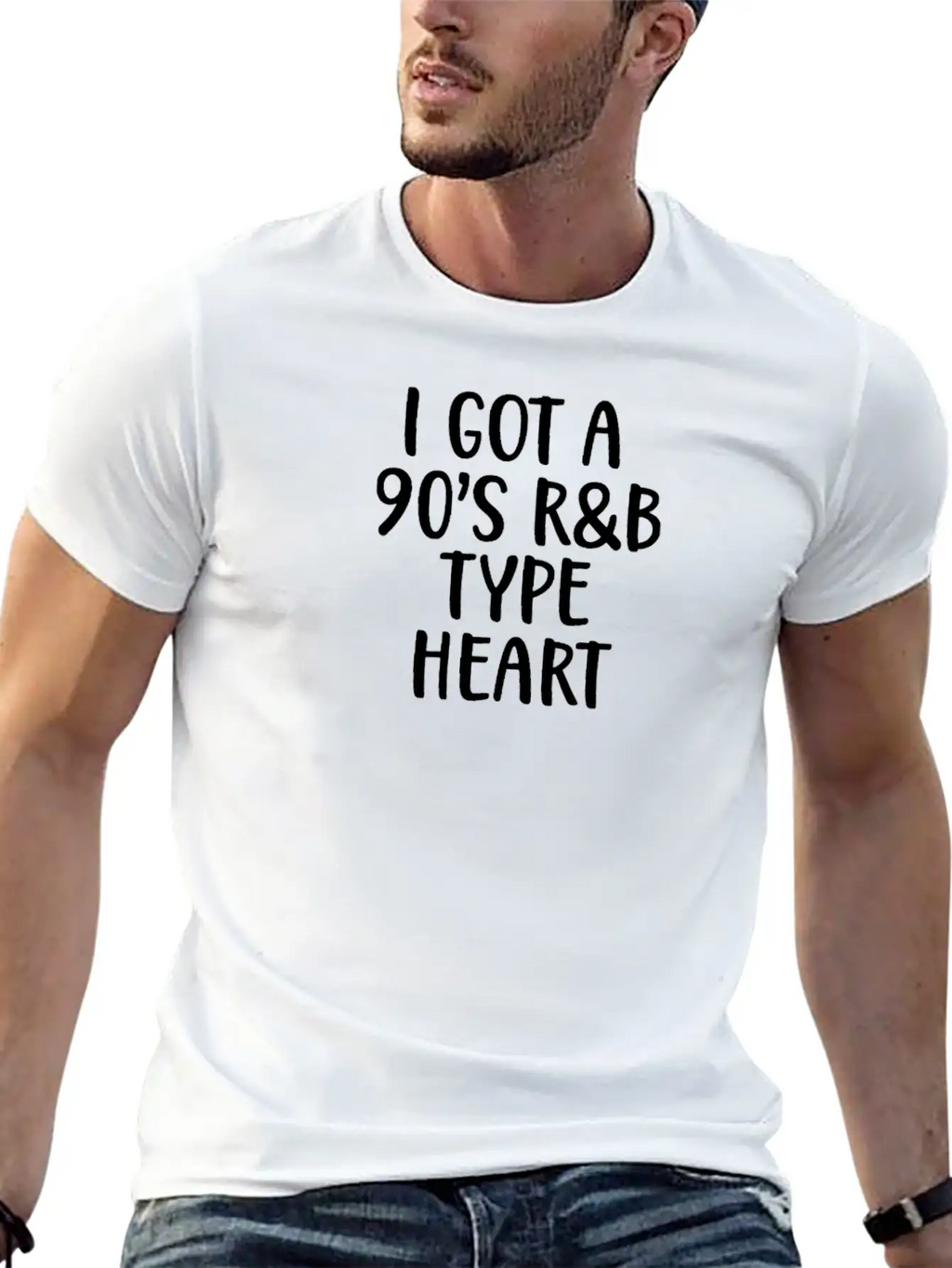 90s I Got A 90s R&B Type Heart Classic Crew Neck Graphic Tee – Everyday Minimal Look