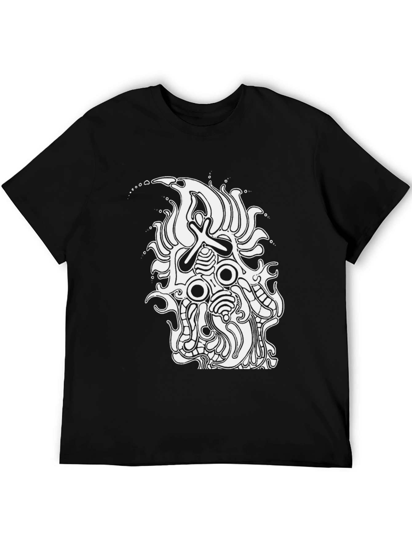 Abstract Graphic Tee - Black Cotton Shirt