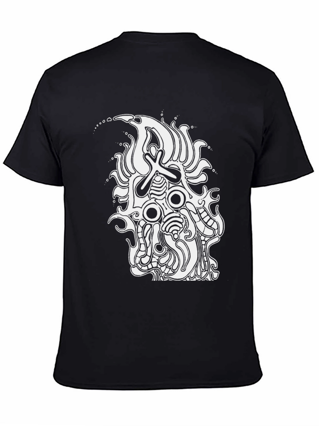 Abstract Graphic Tee - Black Cotton Shirt