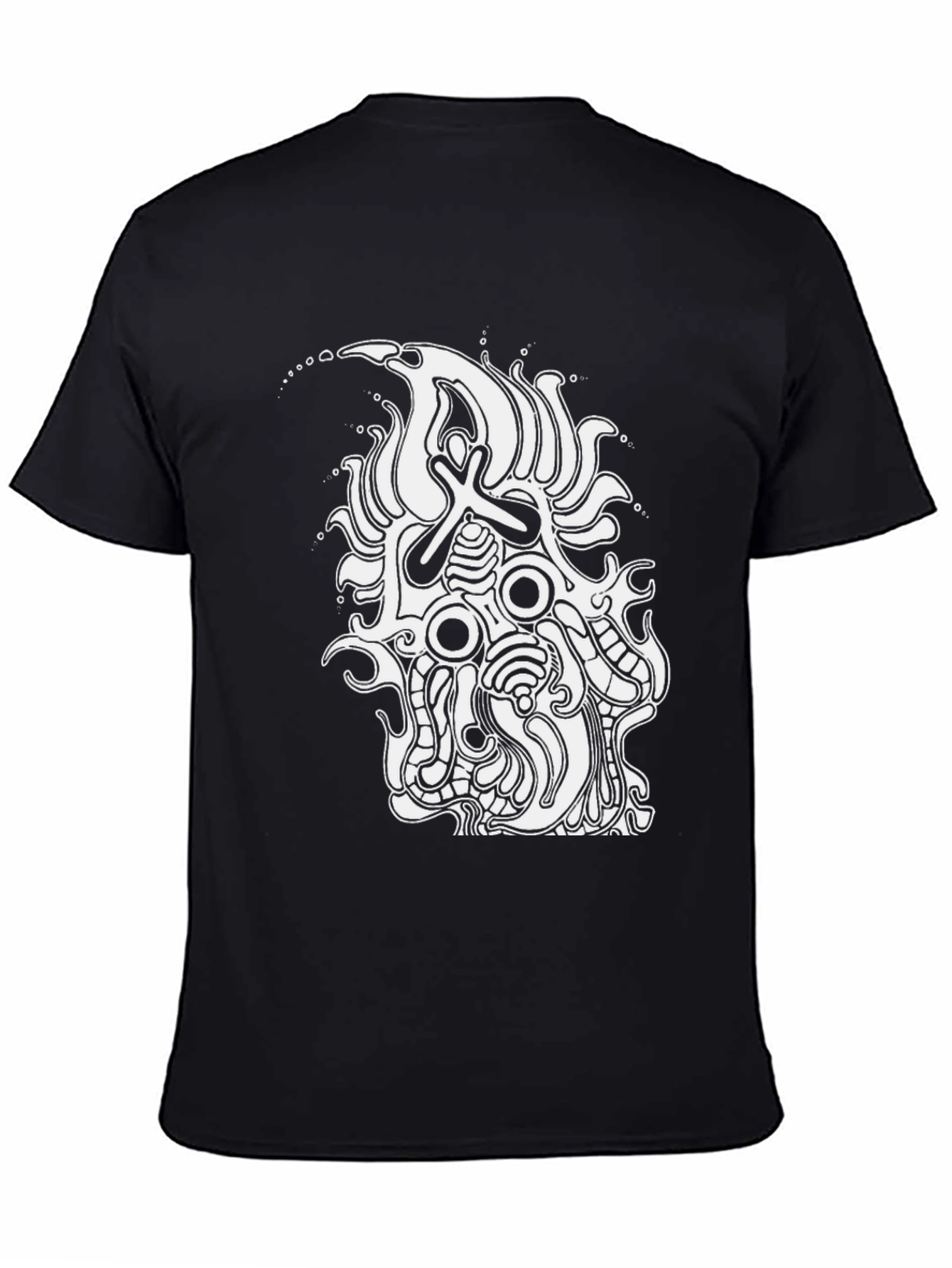 Abstract Graphic Tee - Black Cotton Shirt