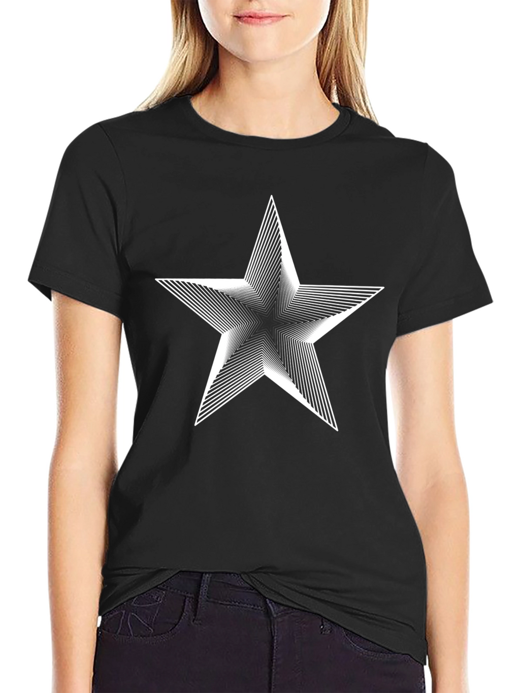 Abstract Star Graphic Black T-Shirt