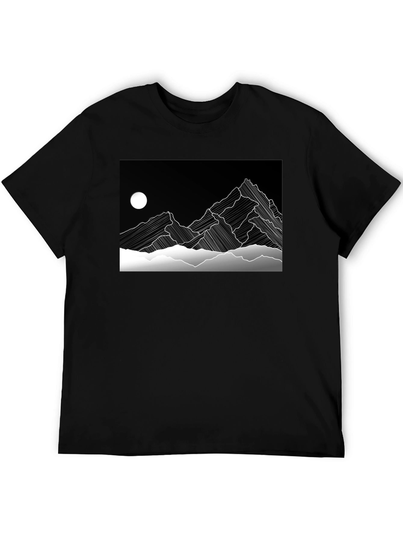 Abstract Mountain Graphic Black T-Shirt