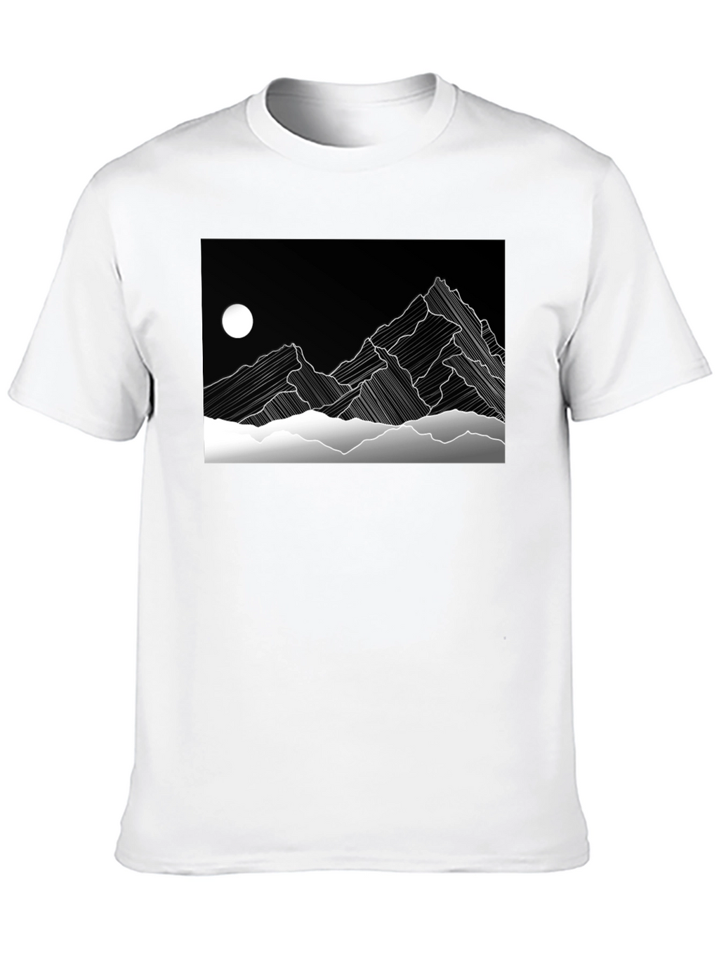 Abstract Mountain Graphic Black T-Shirt
