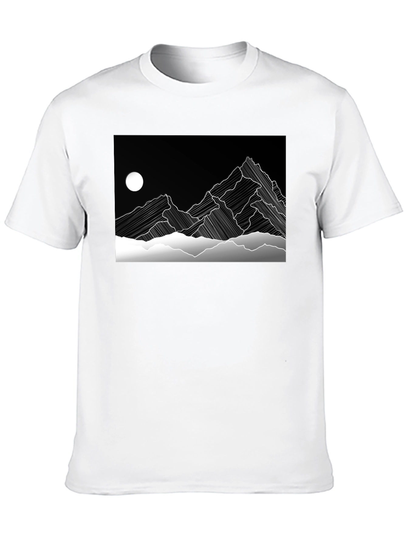 Abstract Mountain Graphic Black T-Shirt
