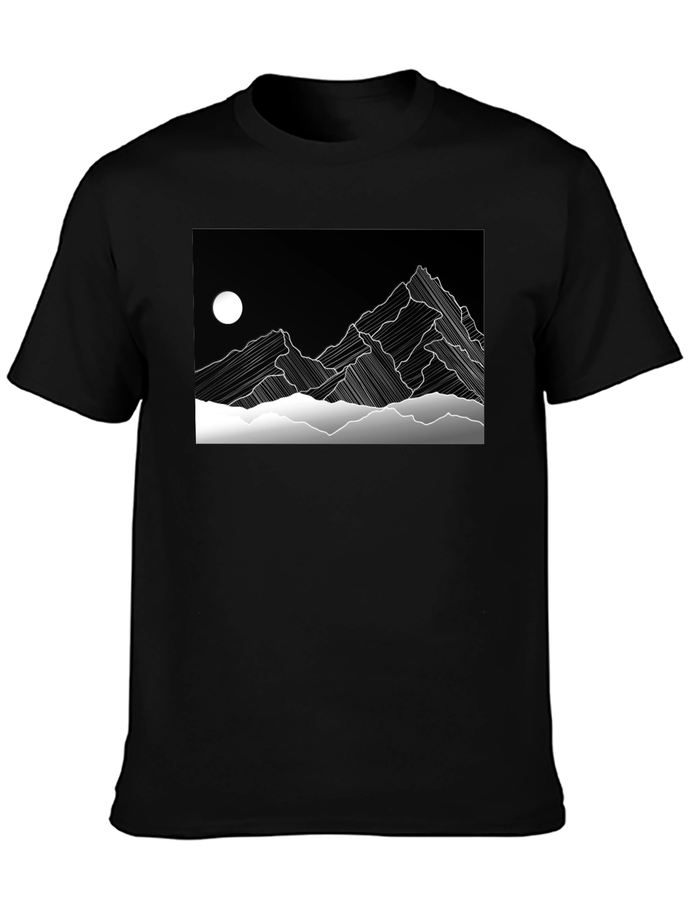 Abstract Mountain Graphic Black T-Shirt