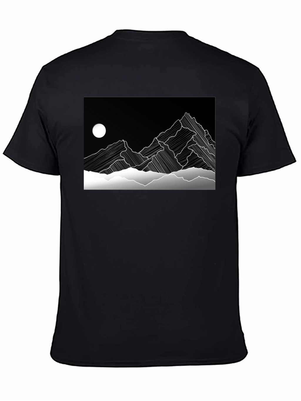 Abstract Mountain Graphic Black T-Shirt