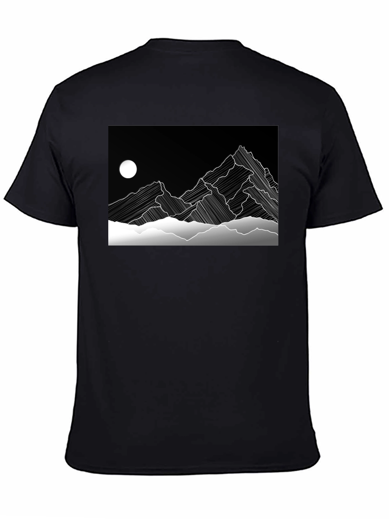 Abstract Mountain Graphic Black T-Shirt